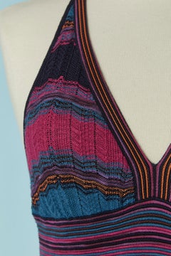 Backless multicolor jacquard knit dress M MISSONI