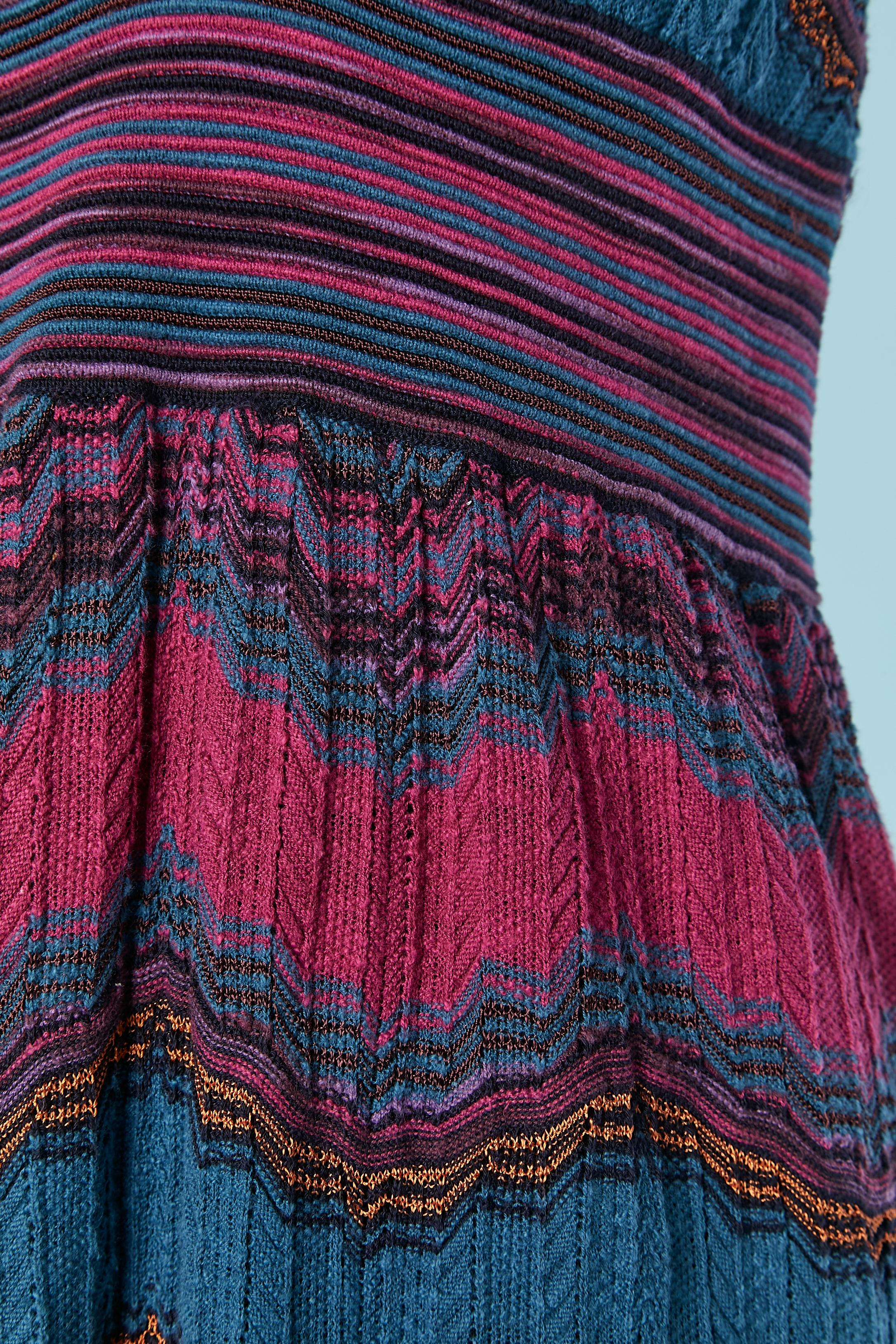 Noir Robe dos nu en maille jacquard multicolore M MISSONI en vente