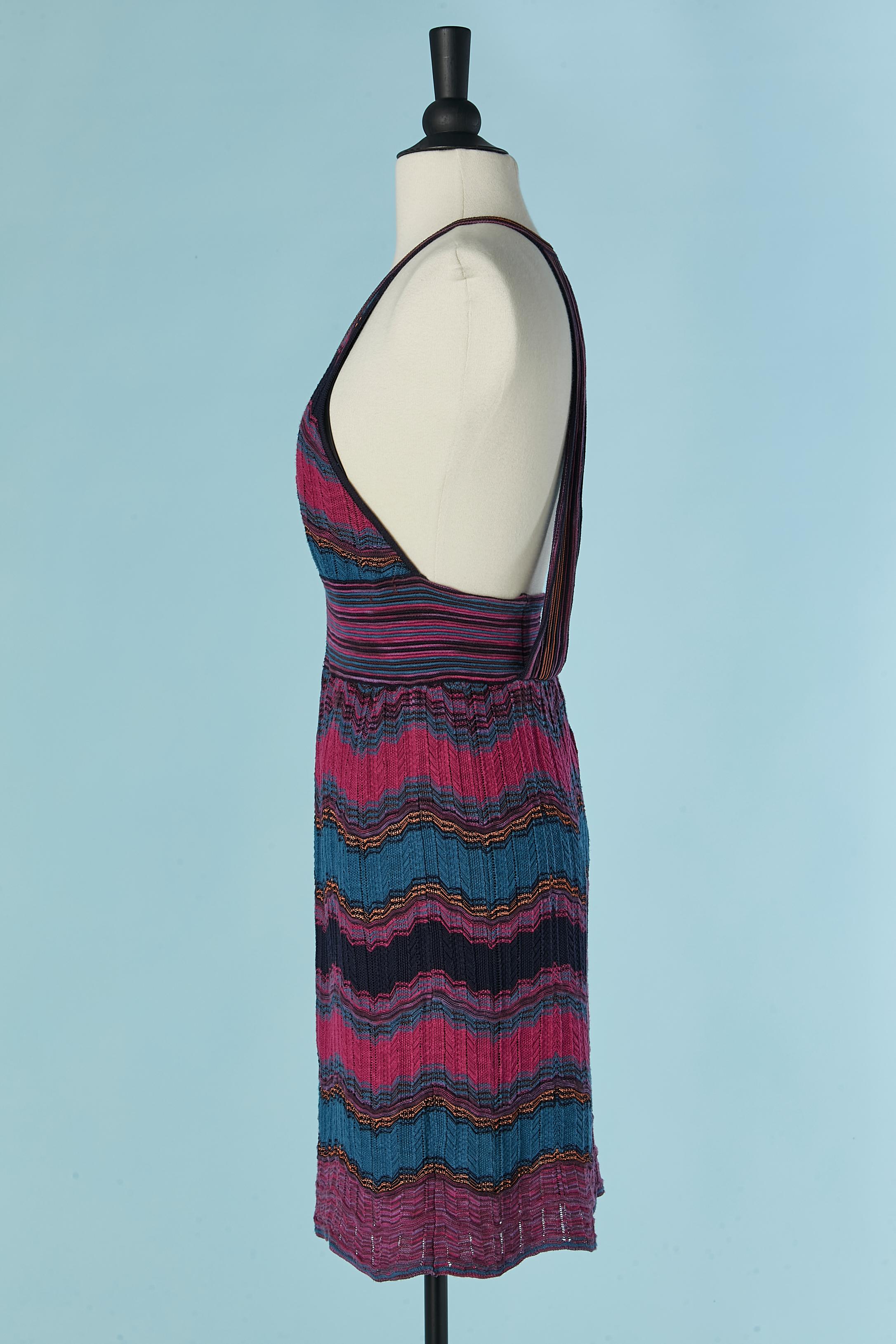 Robe dos nu en maille jacquard multicolore M MISSONI Excellent état - En vente à Saint-Ouen-Sur-Seine, FR