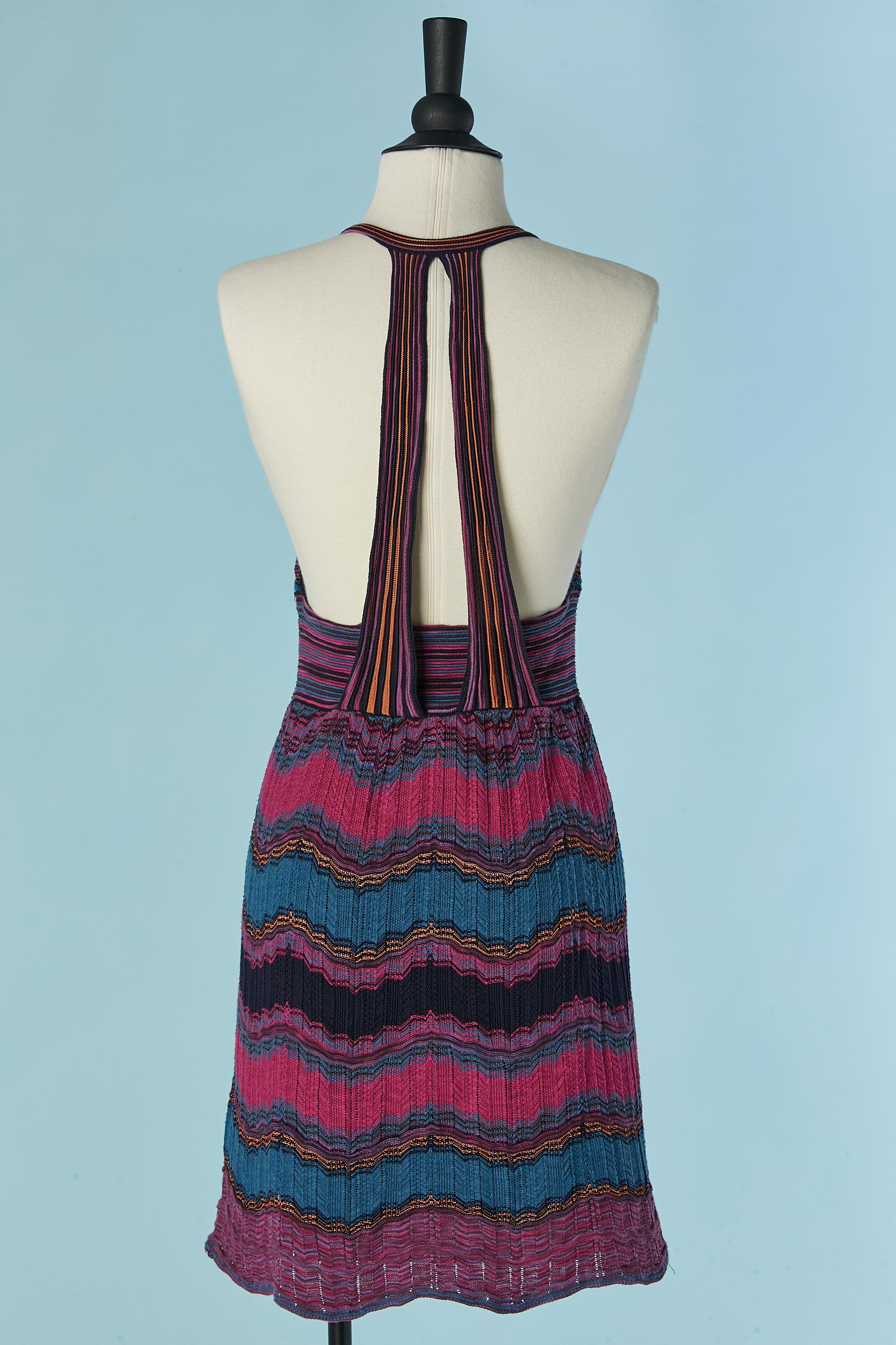 Robe dos nu en maille jacquard multicolore M MISSONI Pour femmes en vente
