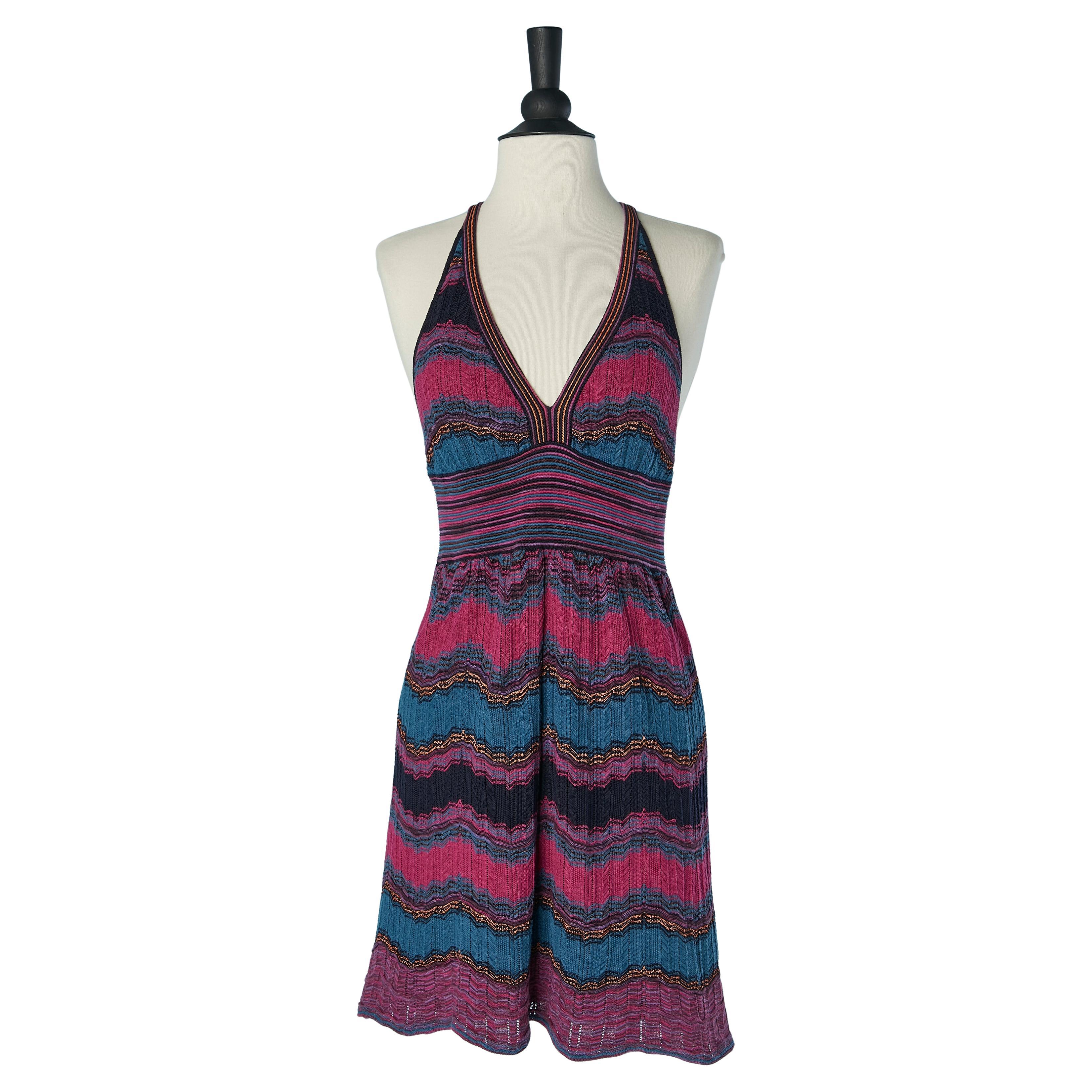 Robe dos nu en maille jacquard multicolore M MISSONI en vente