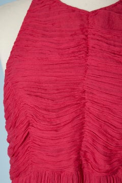 Backless pink silk chiffon draped evening dress with beaded back GF Ferré