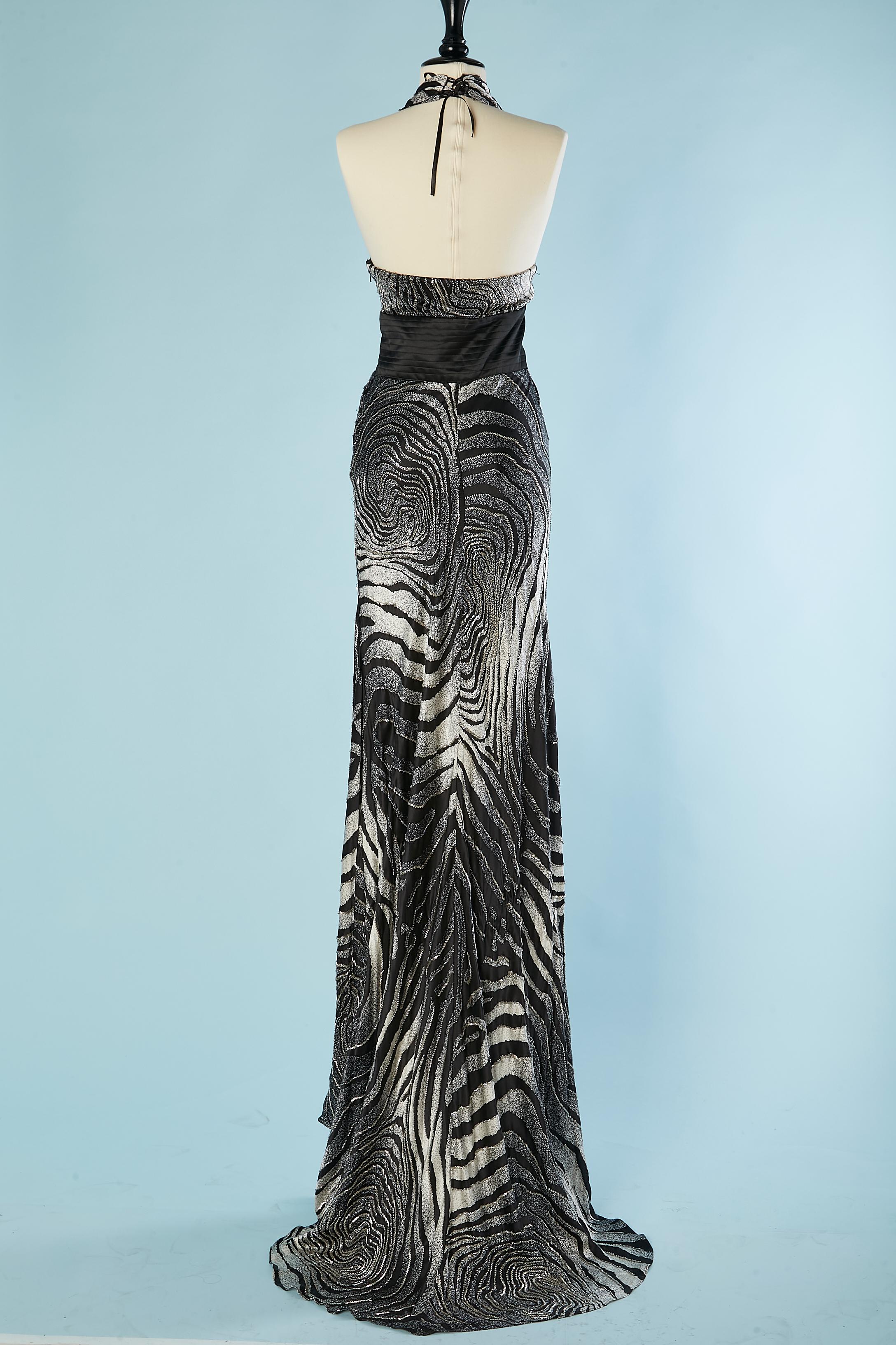 Backless printed and beaded silk evening dress Pierre Cardin NEW with tag  For Sale 2