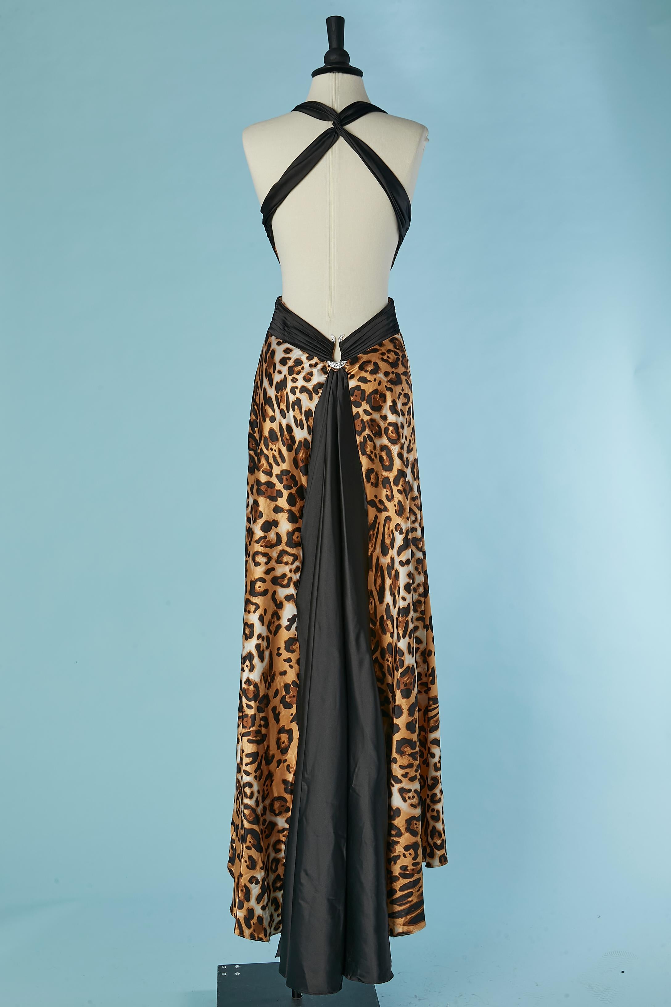 Backless printed dress with animal print and pleated CACHÉ For Sale 1