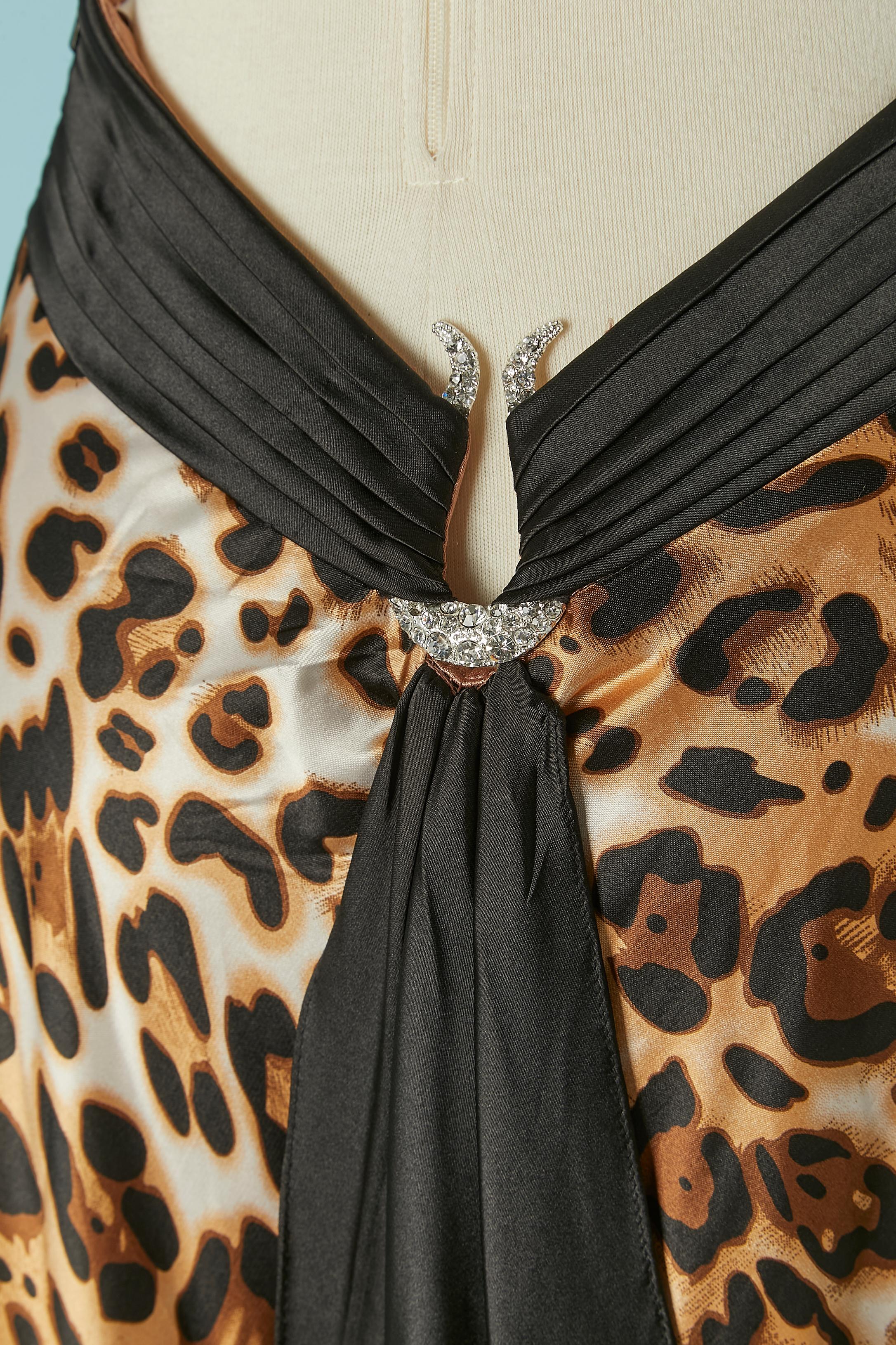 Backless printed dress with animal print and pleated CACHÉ For Sale 2