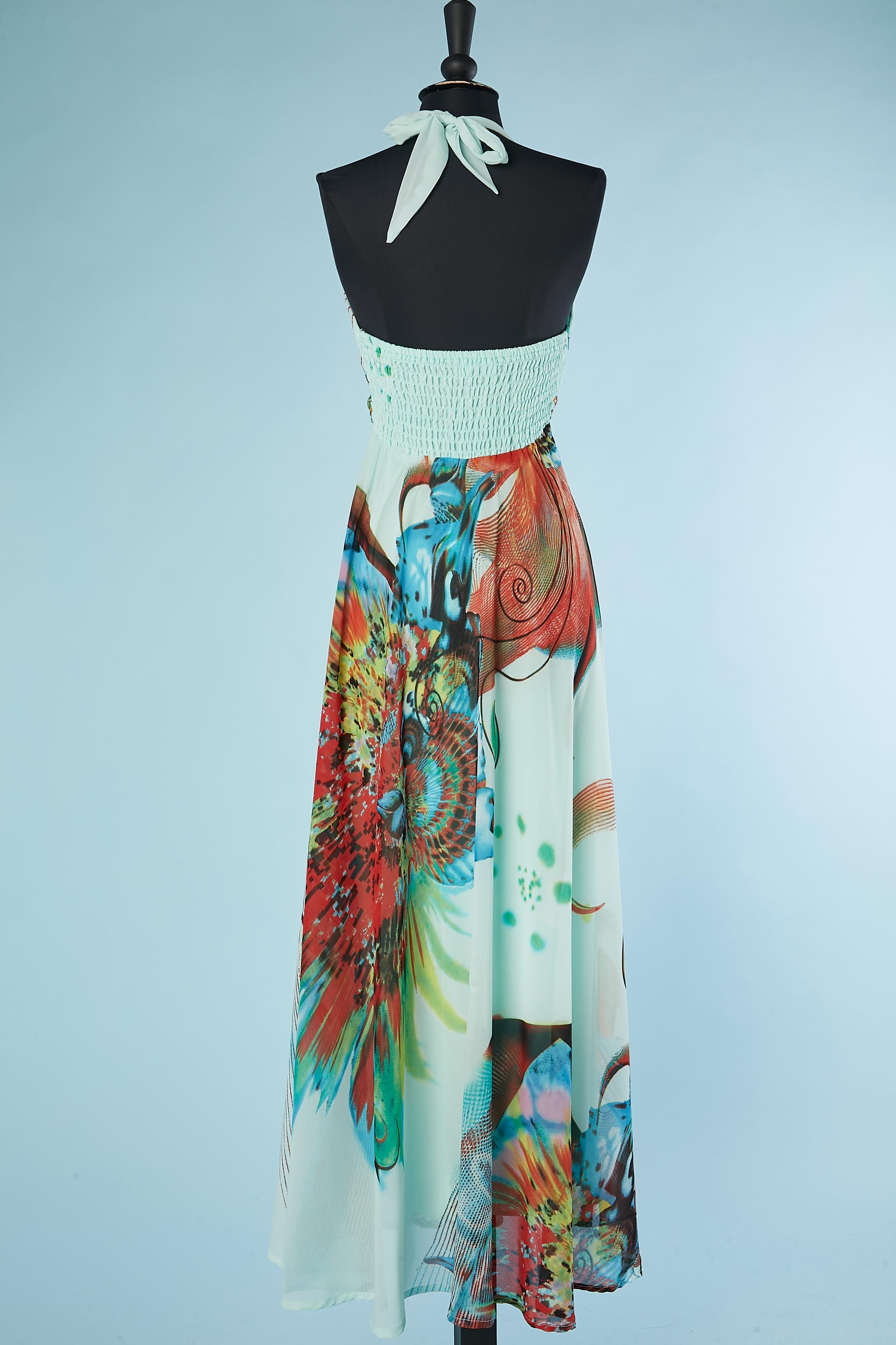 Backless printed evening dress with beaded waist Wind Fashion For Sale 1