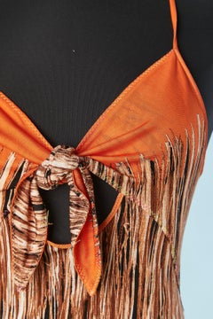 Backless rayon dress with macrame and cord print Just Cavalli