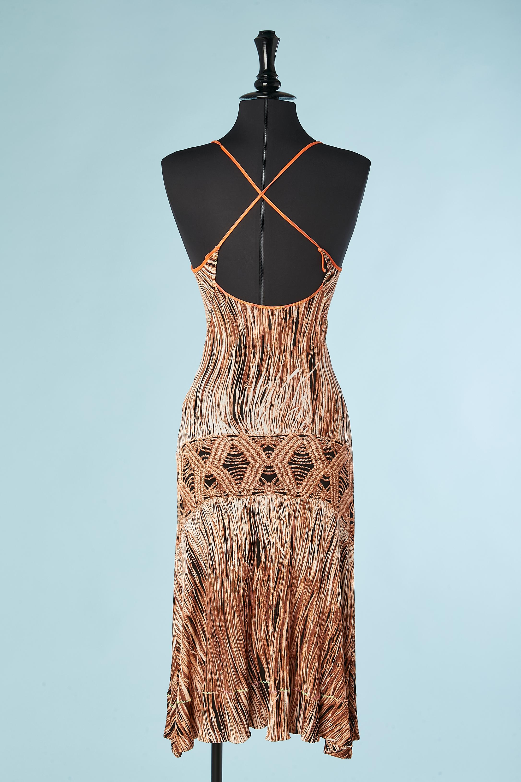Women's Backless rayon dress with macrame and cord print Just Cavalli  For Sale