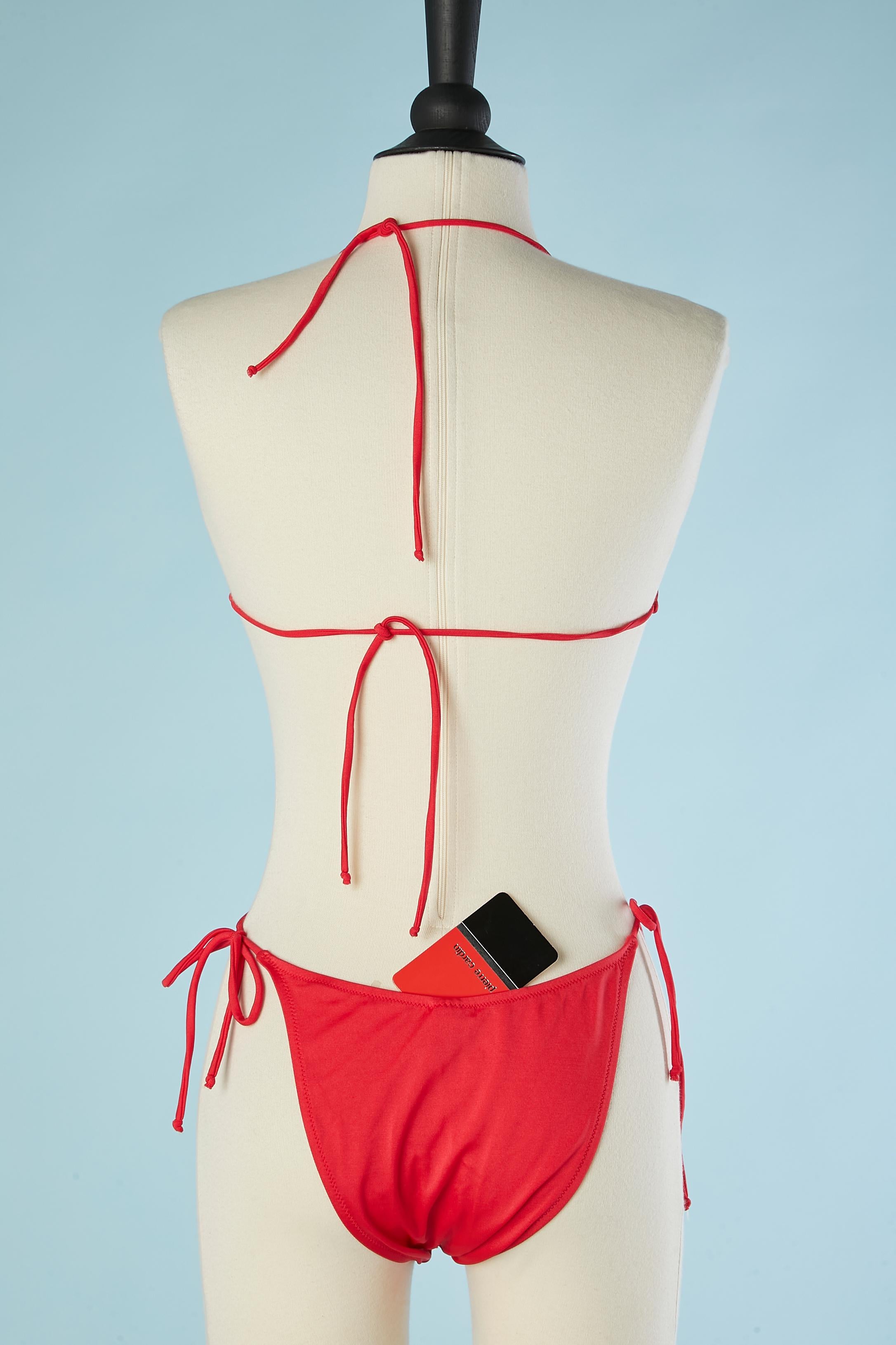 Backless red lycra bathing-suit with lycra flowers appliqué Pierre Cardin NEW  2