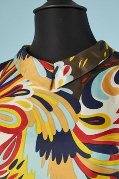 Backless silk printed evening dress Circa 1970's