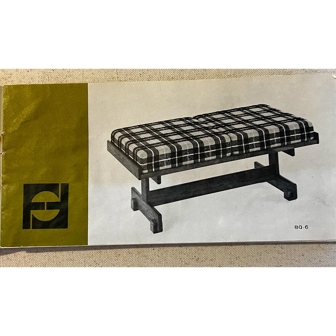 Brazilian Modern Bench in Hardwood & Orange Cushions by Fatima, 1960s, Brazil For Sale 4