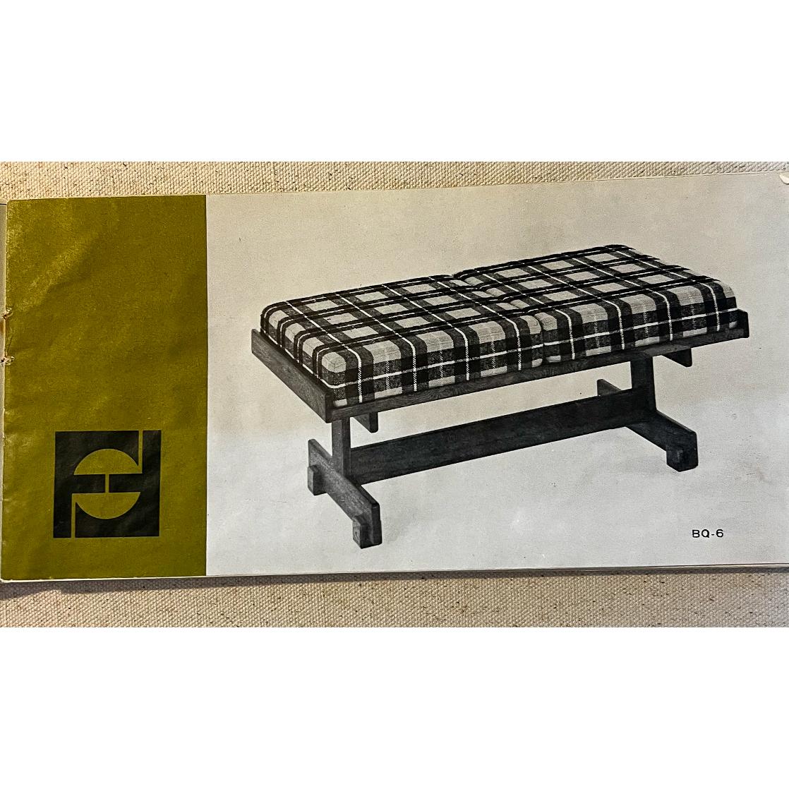 Brazilian Modern Bench in Hardwood & Orange Cushions by Fatima, 1960s, Brazil 4