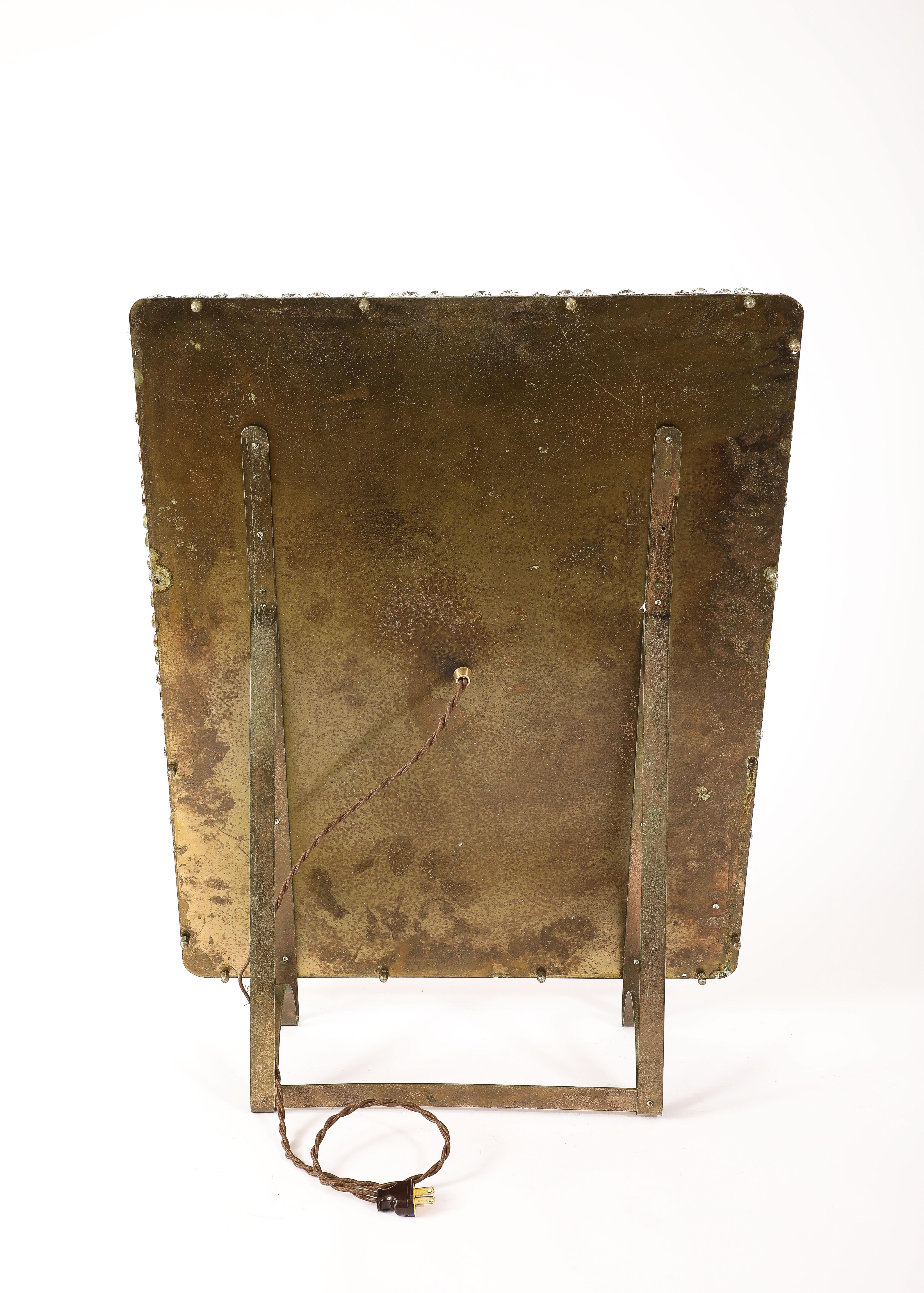 Miroir de table / miroir mural autrichien rétroéclairé avec cristaux, Autriche, années 1950 en vente 5
