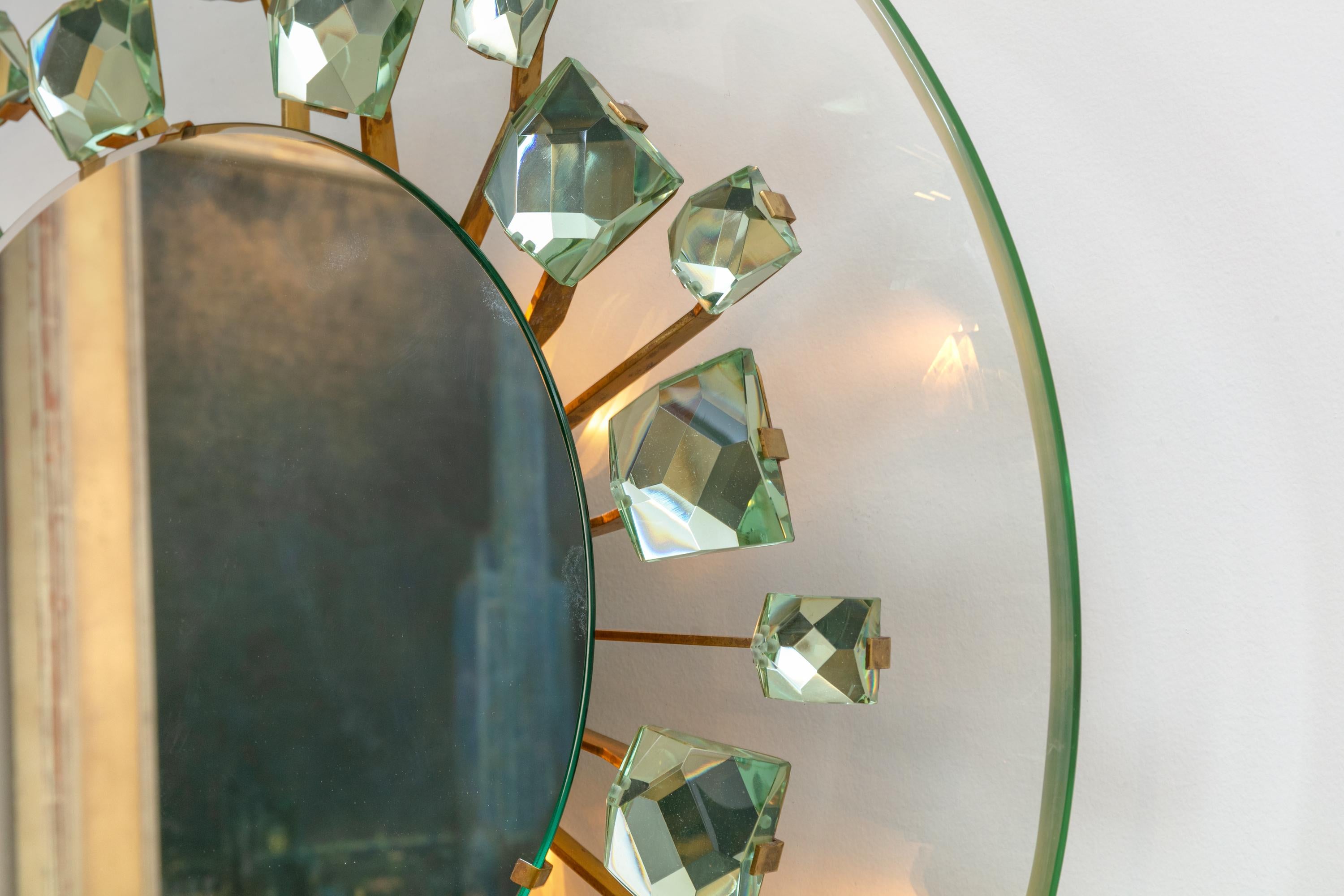 Italian Backlit Chisel Cut Glass Mirror Attributed to Max Ingrand for Fontana Arte