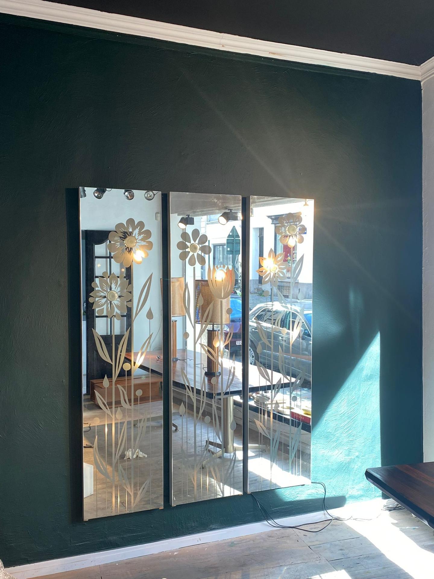 Late 20th Century Backlit mirrored panels with coat hangers For Sale