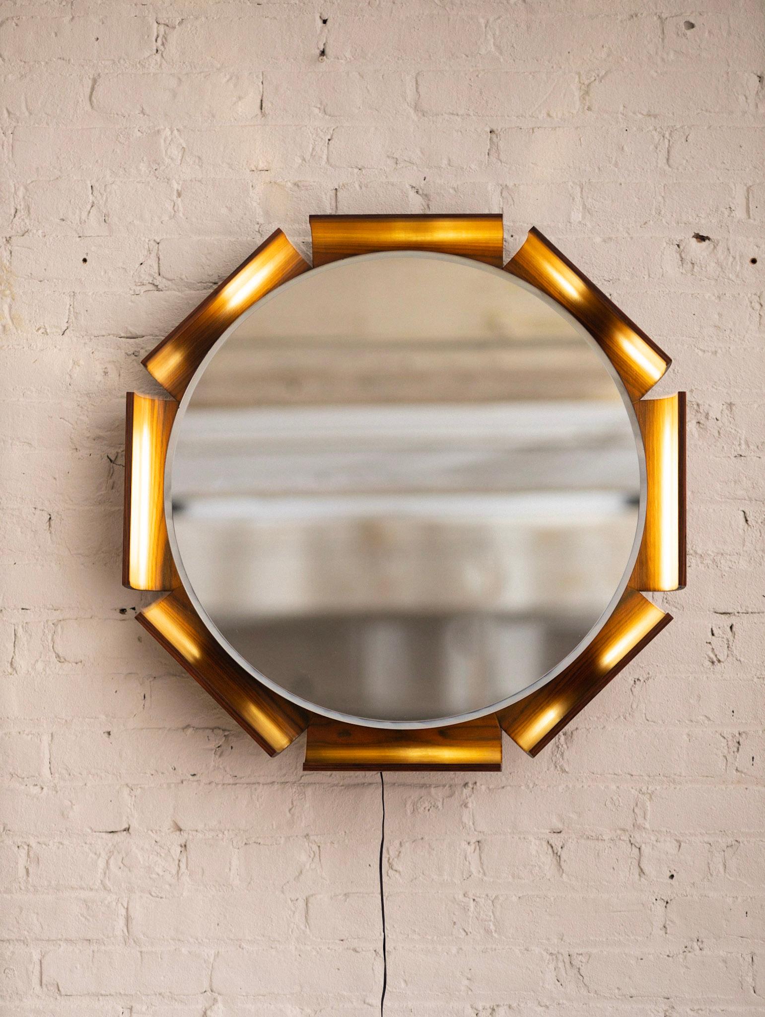 Backlit Rosewood Wall Mirror by Isa Bergamo 3