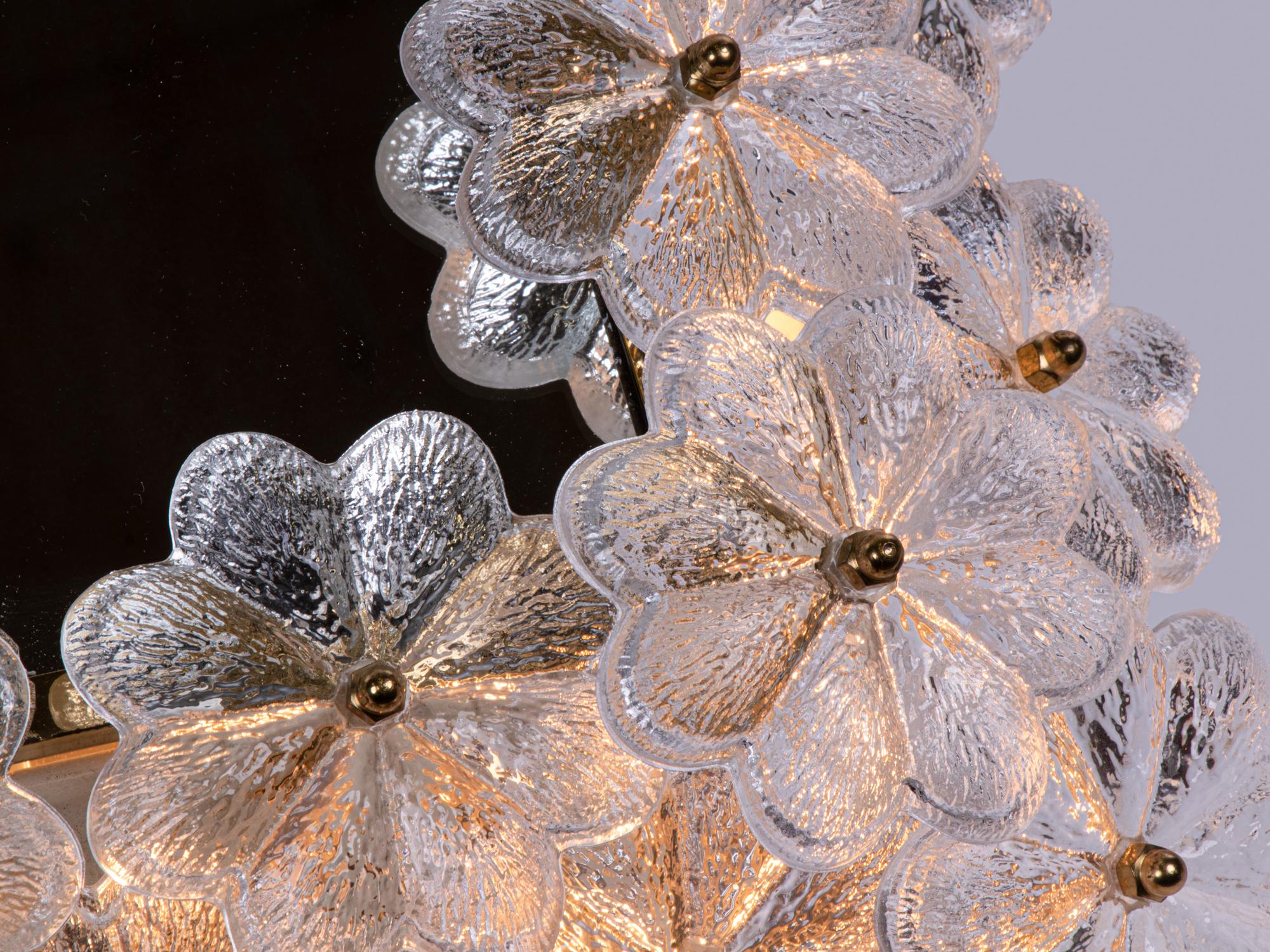 1960 Germany Palwa Flower Backlit Mirror Glass & Brass by Ernst Palme In Good Condition In Niederdorfelden, Hessen