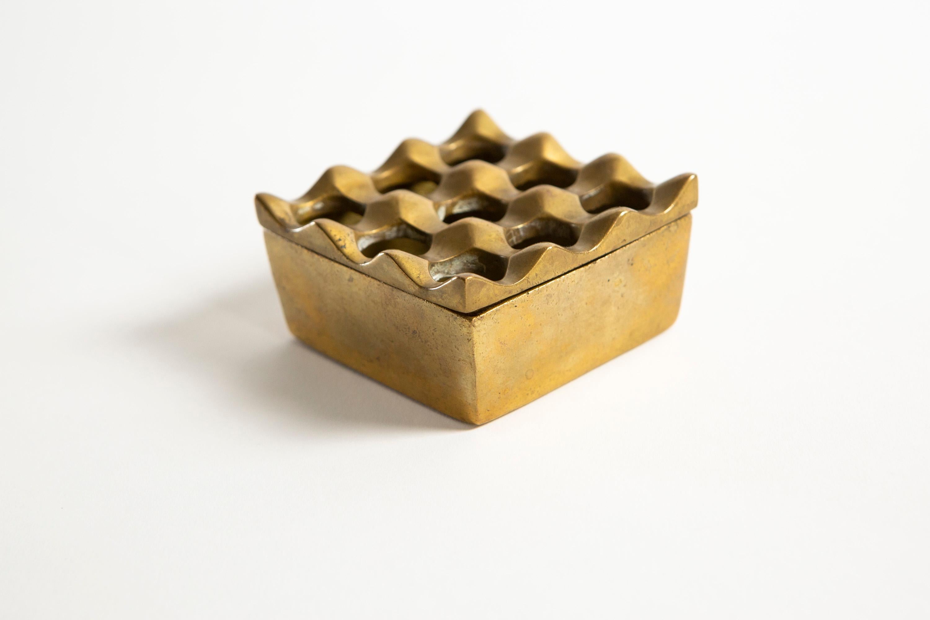 Swedish Bäckström & Ljungberg “Ultima 9” Brass Ashtray by Diverse Ting, Malmø Sweden 60s For Sale