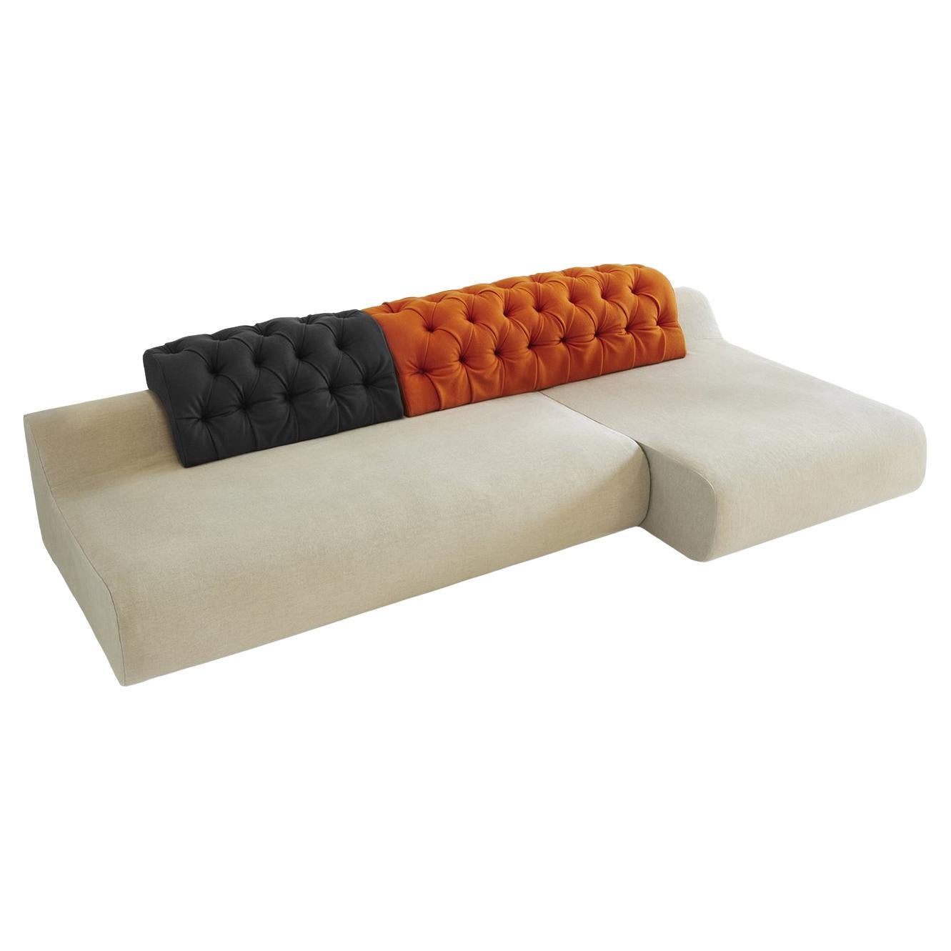 Baco Black and Orange Chaise Sofa For Sale