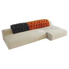 Baco Black and Orange Chaise Sofa