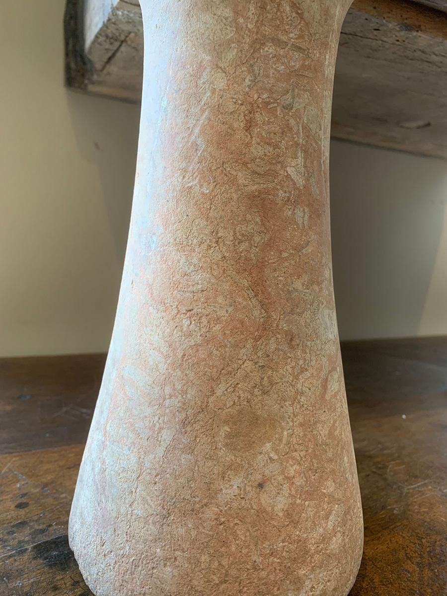 Hand-Carved Bactrian Cream Marble Column Idol