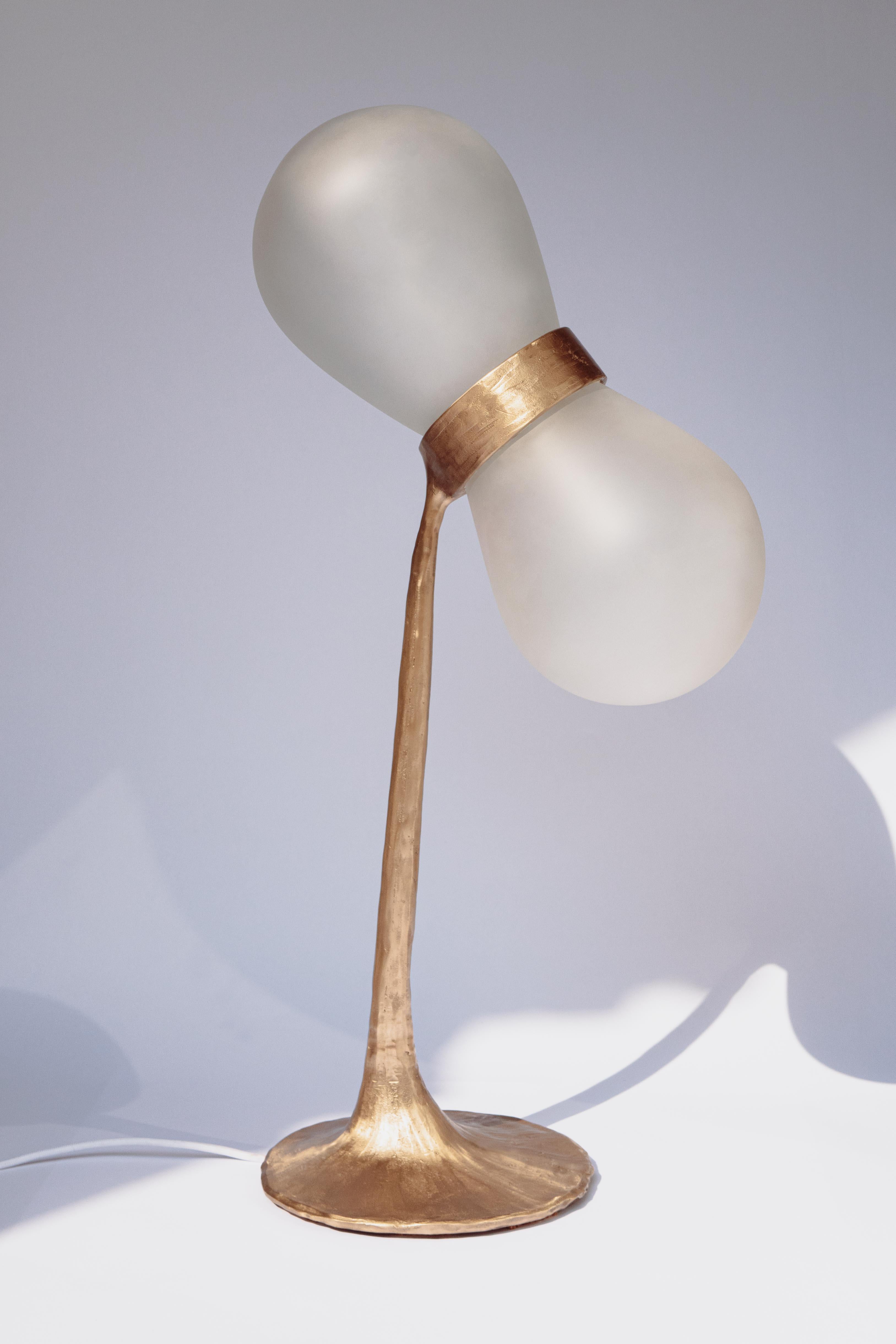 Bacupari Lamp by Clément Thevenot
Limited Edition Of 12 Pieces.
Designed by Clément Thevenot and Joyce Broussillou.
Dimensions: D 26 x W 26 x H 84,5 cm.
Materials: Cast bronze, sandblasted glass, heat-resistant plastic system, driver and 24v