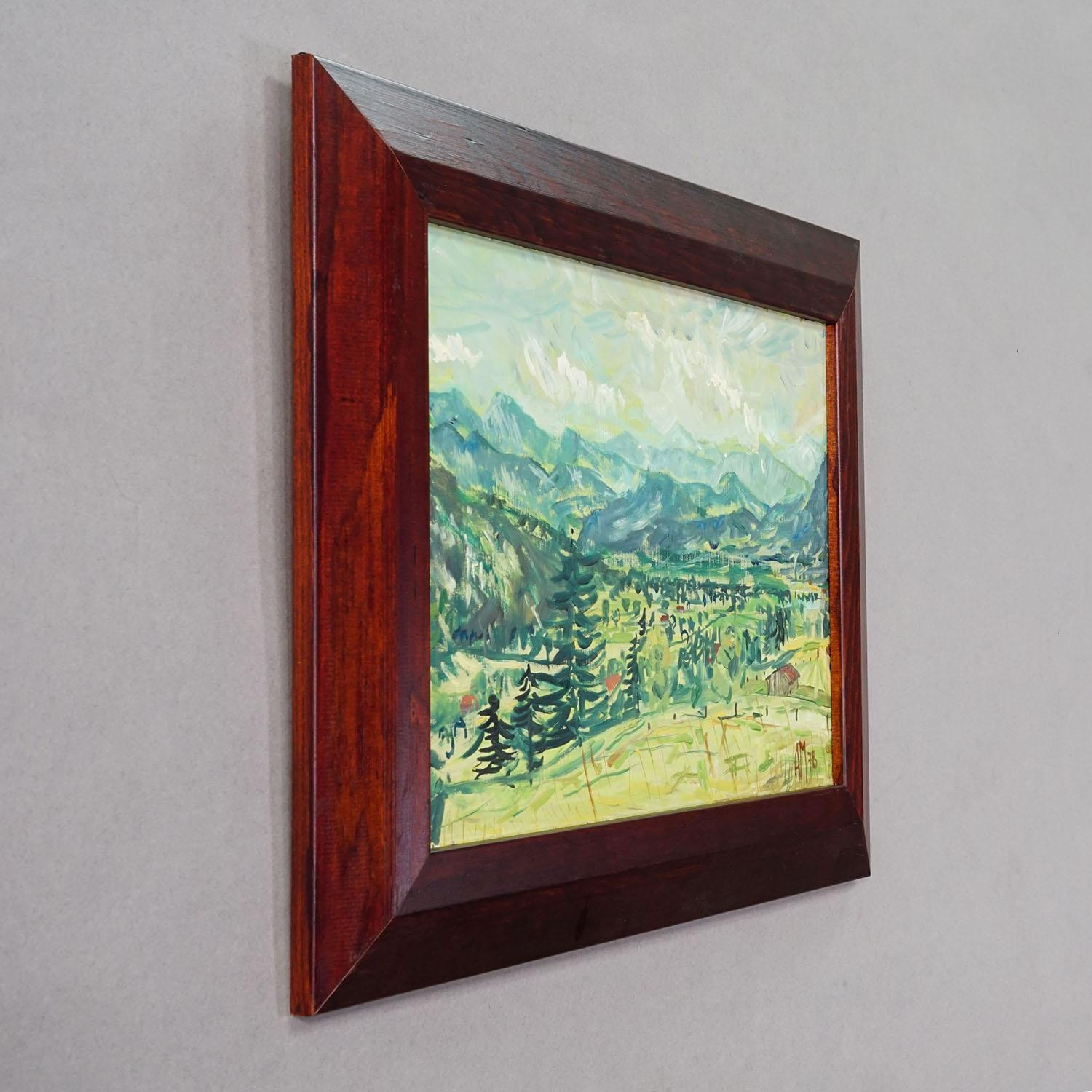 Bad Tölz, Gaißach, 1978 - Ölgemälde von Alexander Michael

In dieser lebendigen Landschaft fängt Alexander Michael die sonnenbeschienenen Hügel und Täler um Bad Tölz und Gaißach in Oberbayern ein. Breite, ausdrucksstarke Pinselstriche geben die