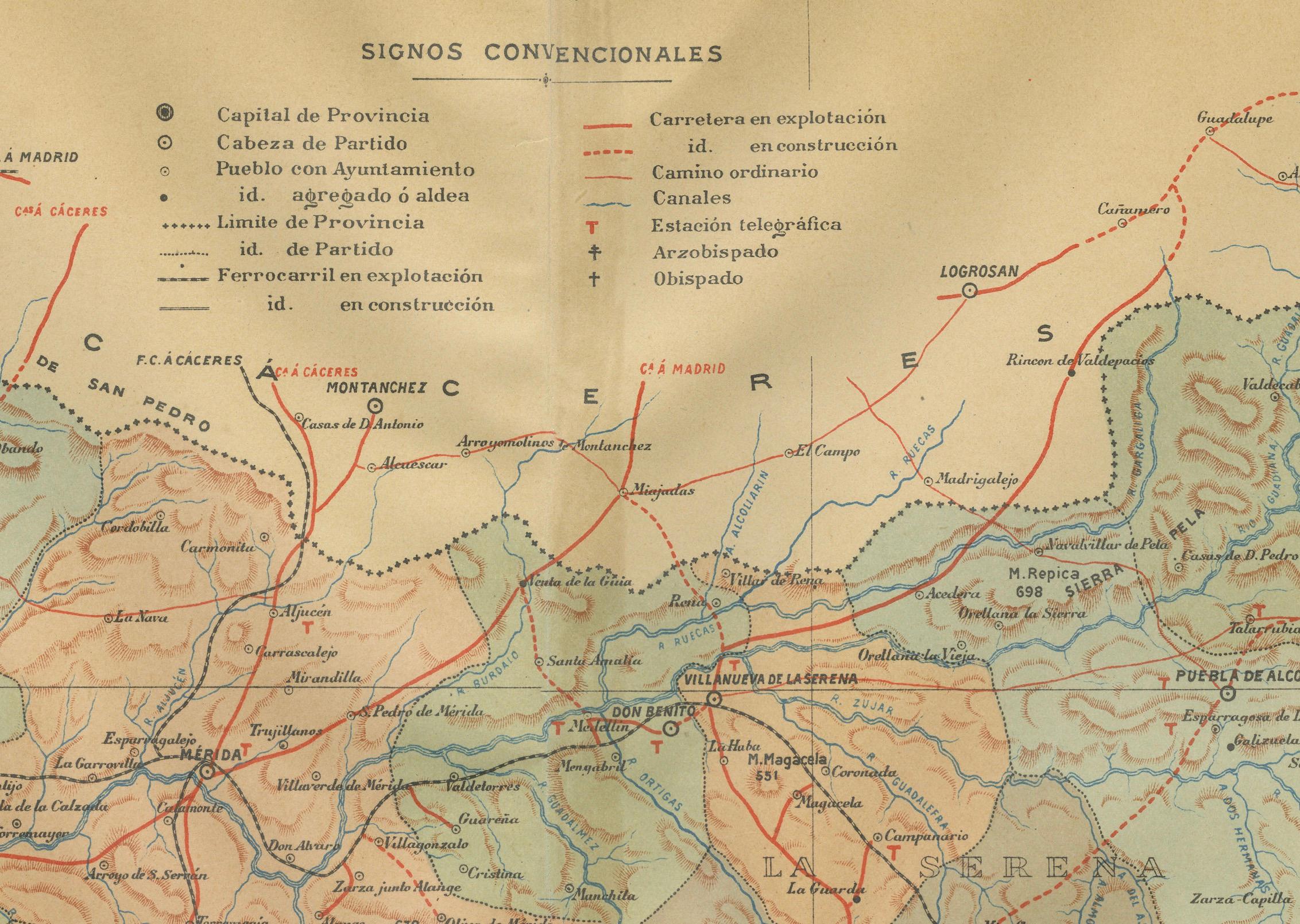 Badajoz 1901 : Un document cartographique de la plus grande province d'Estrémadure en Espagne Bon état - En vente à Langweer, NL