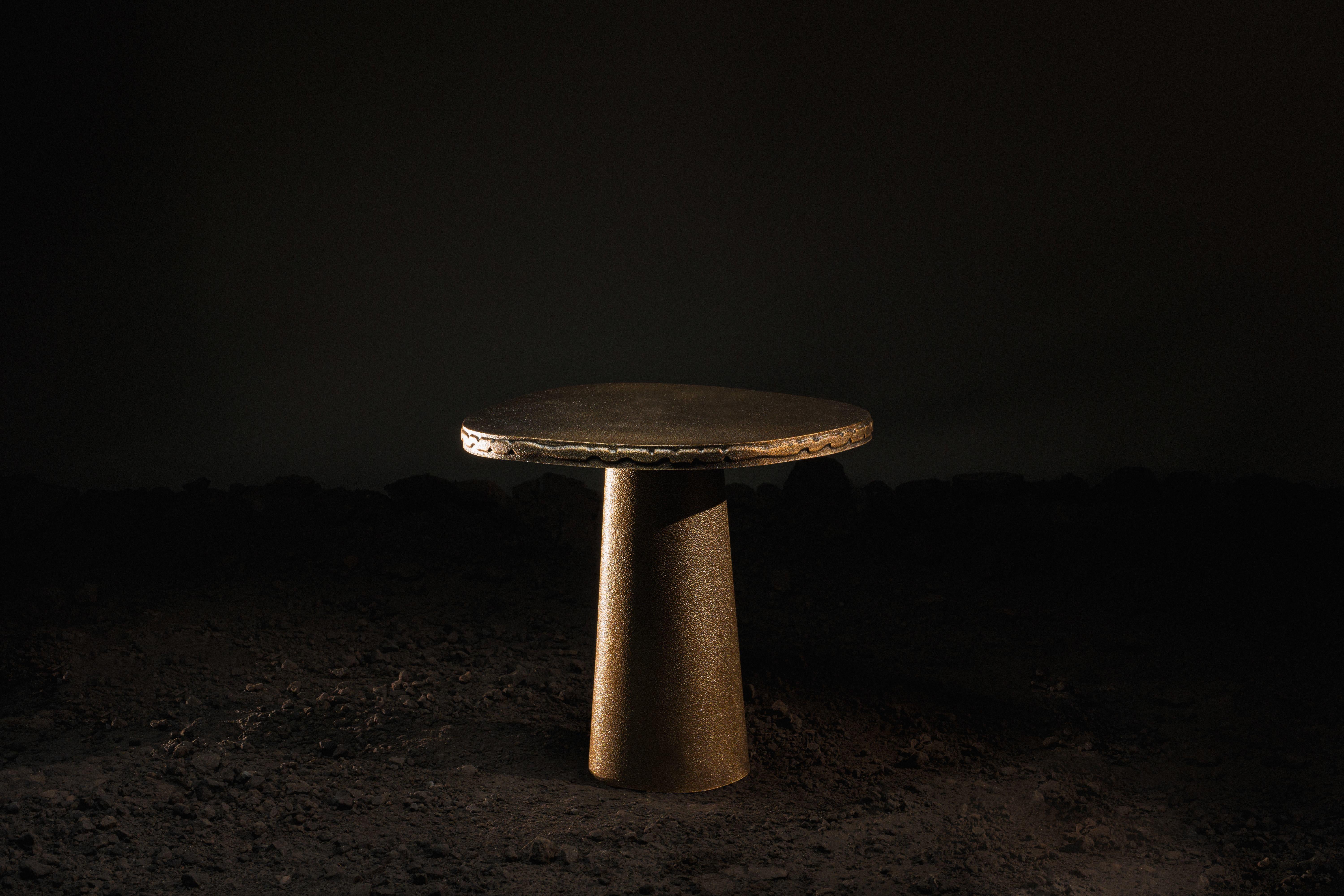 Contemporary Badal Side Table by DeMuro Das in Solid Antique Bronze For Sale