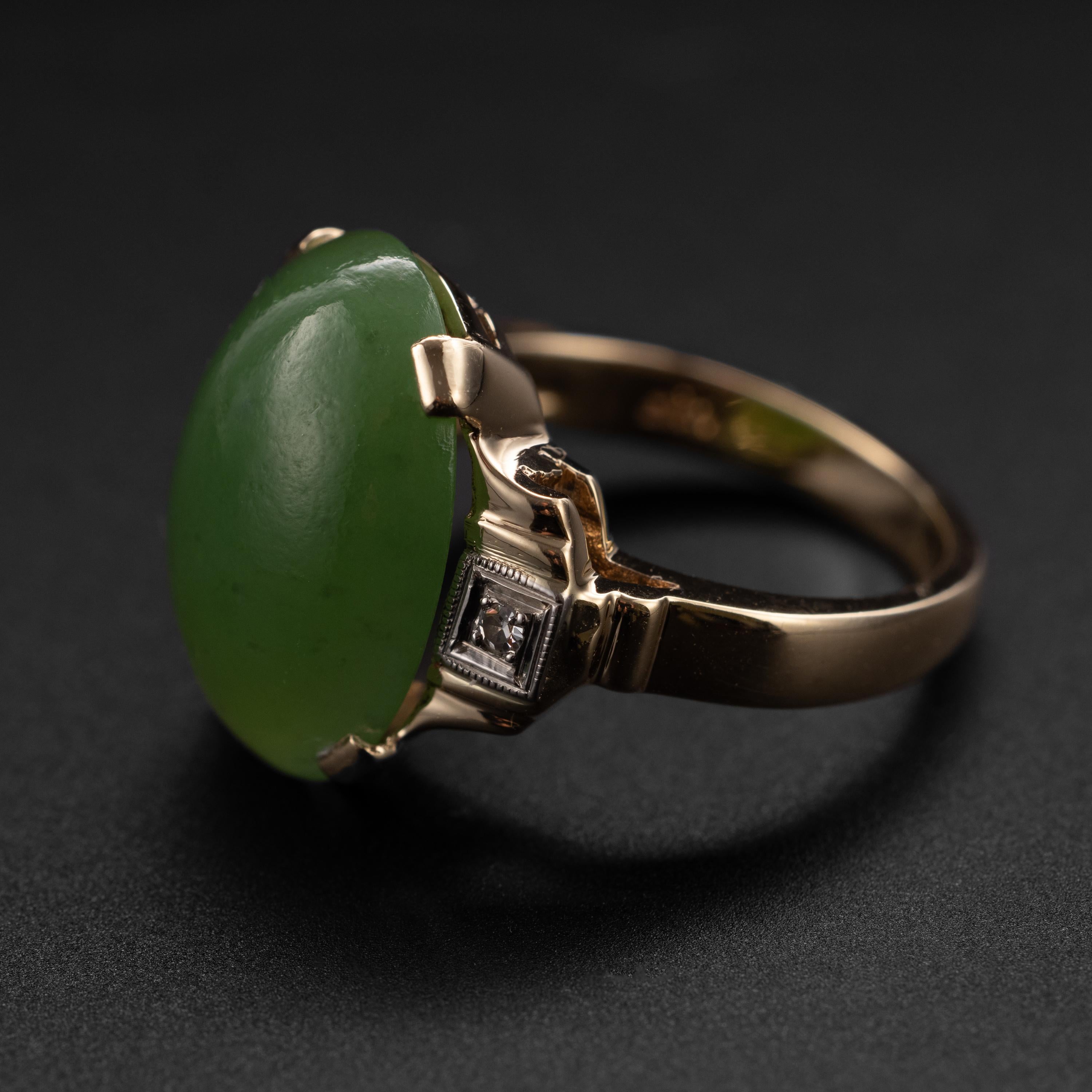 Nephrit-Jade-Ring, Baden & Foss, ca. 1950er Jahre (Art déco) im Angebot