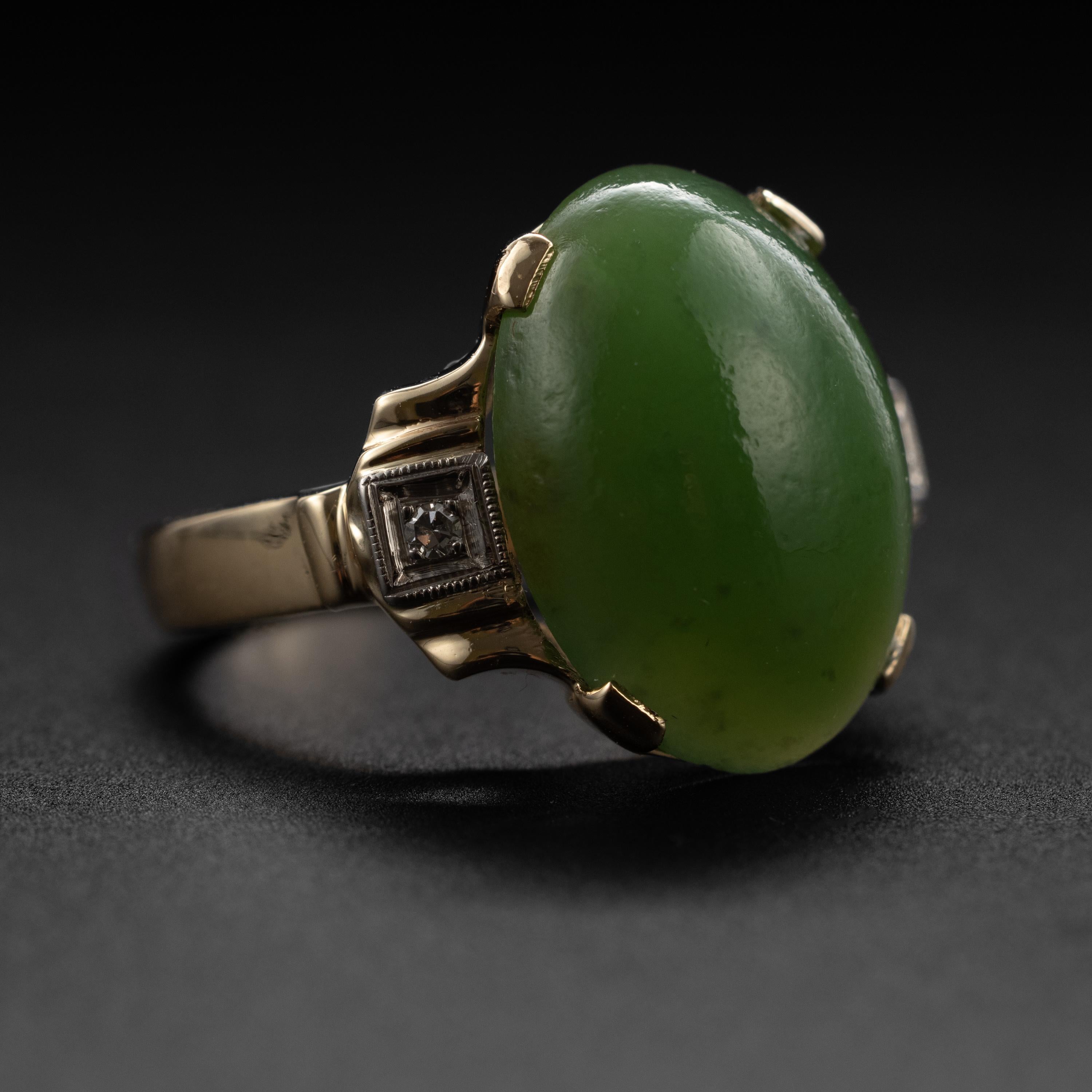 Nephrit-Jade-Ring, Baden & Foss, ca. 1950er Jahre (Cabochon) im Angebot