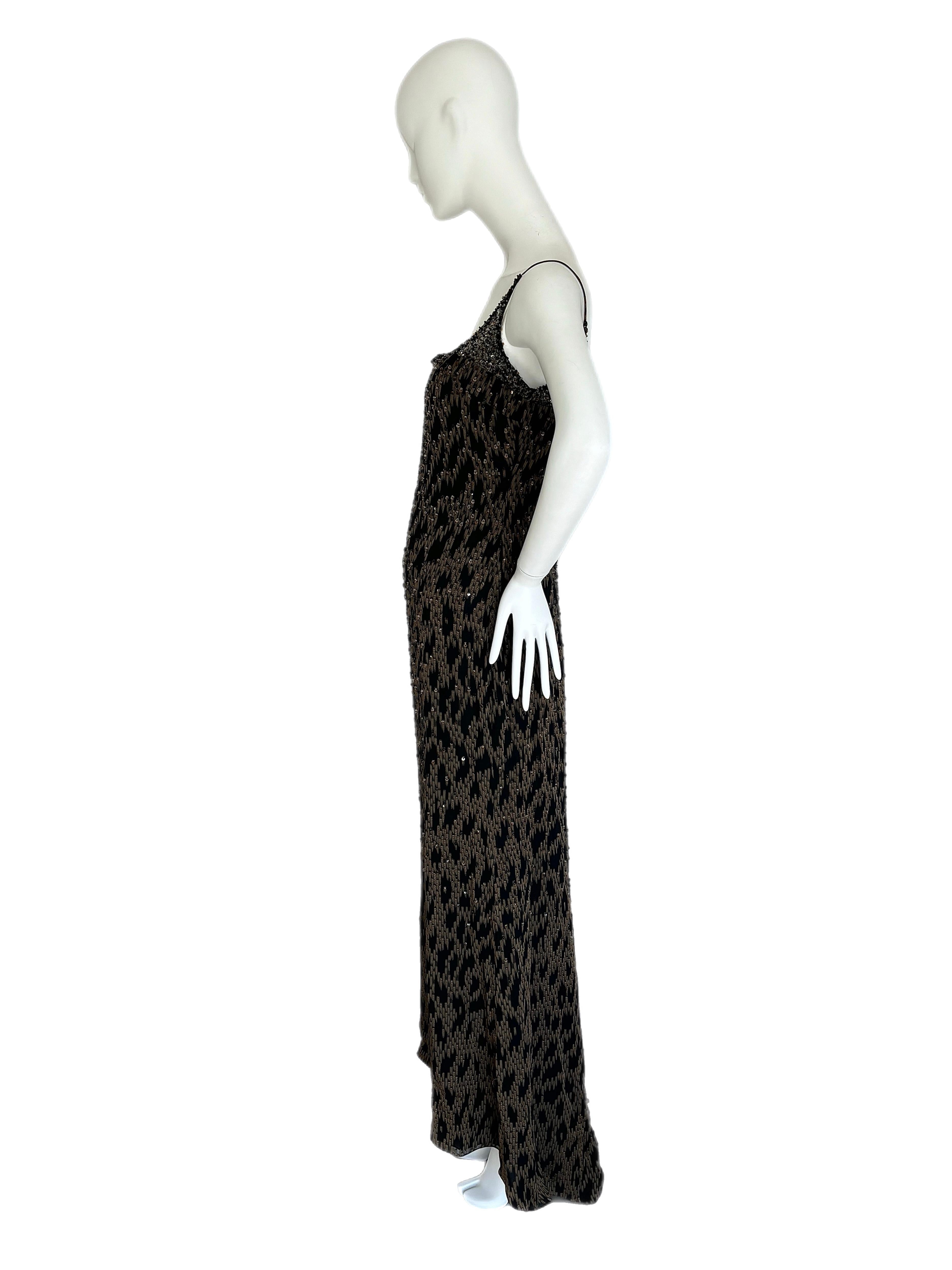 Badgley Mischka
Vintage
USA size 12
Excellent Condition, no flaws 
Measurements in inches laying flat: length 60+, pit to pit 17 to 18, smallest of waist 16

FINAL SALE