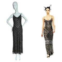 BADGLEY MISCHKA 1995 Vintage Runway Embellished Gown