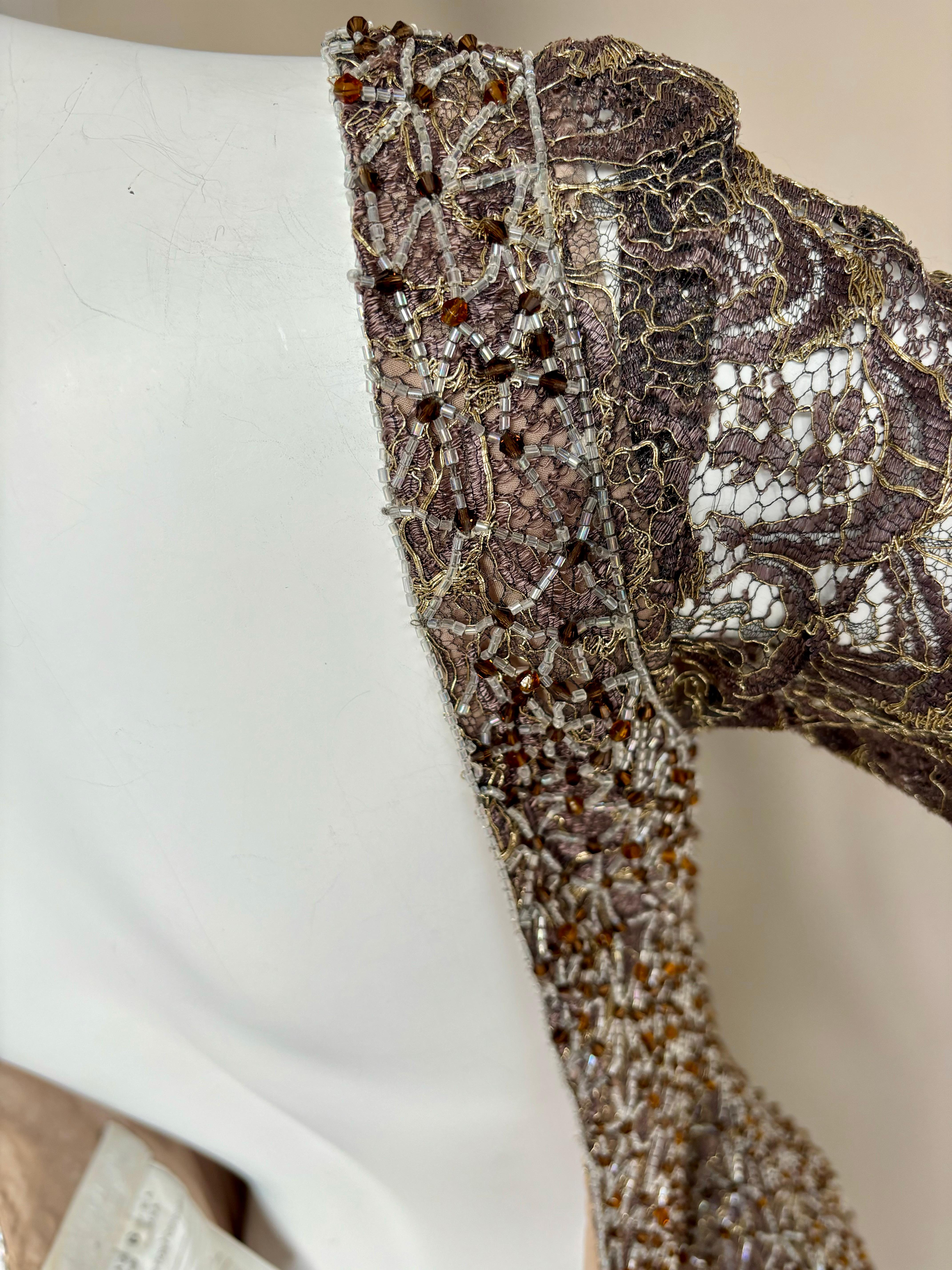 BADGLEY MISCHKA 1997 Runway Vintage Beaded Evening Gown For Sale 1