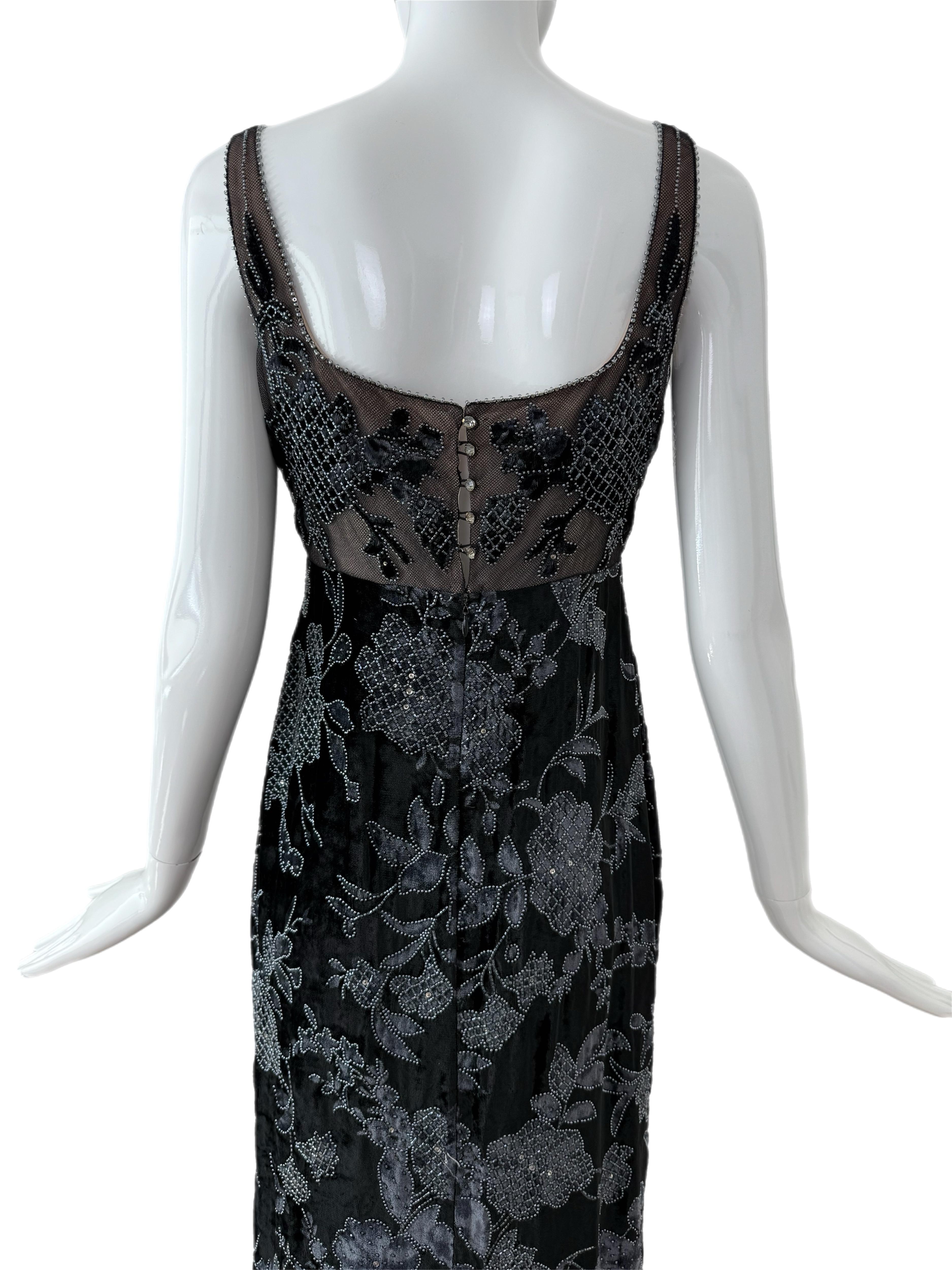 BADGLEY MISCHKA 1997 Vintage Runway Marineblaues Abendkleid im Angebot 6