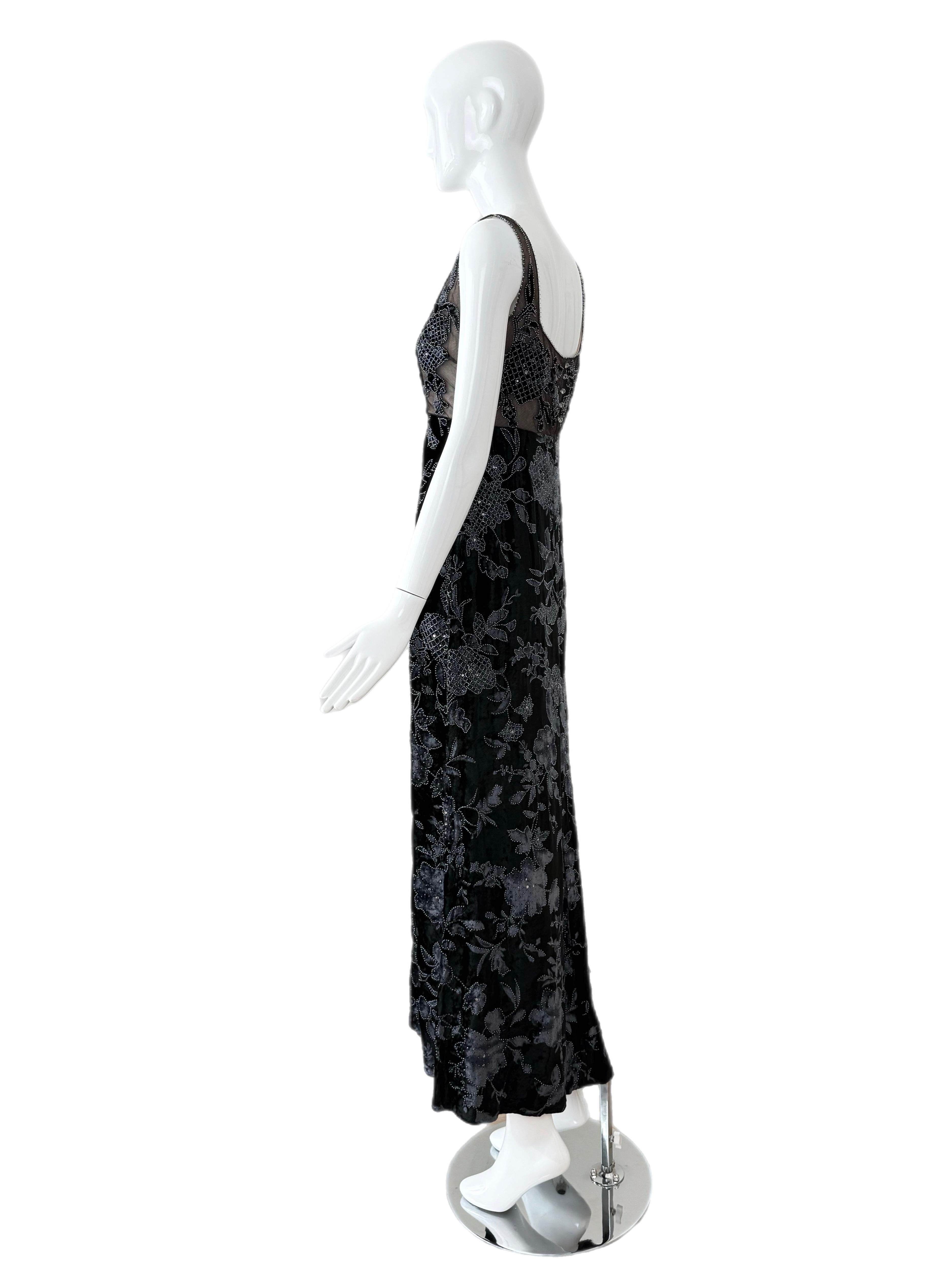 BADGLEY MISCHKA 1997 Vintage Runway Marineblaues Abendkleid im Angebot 7
