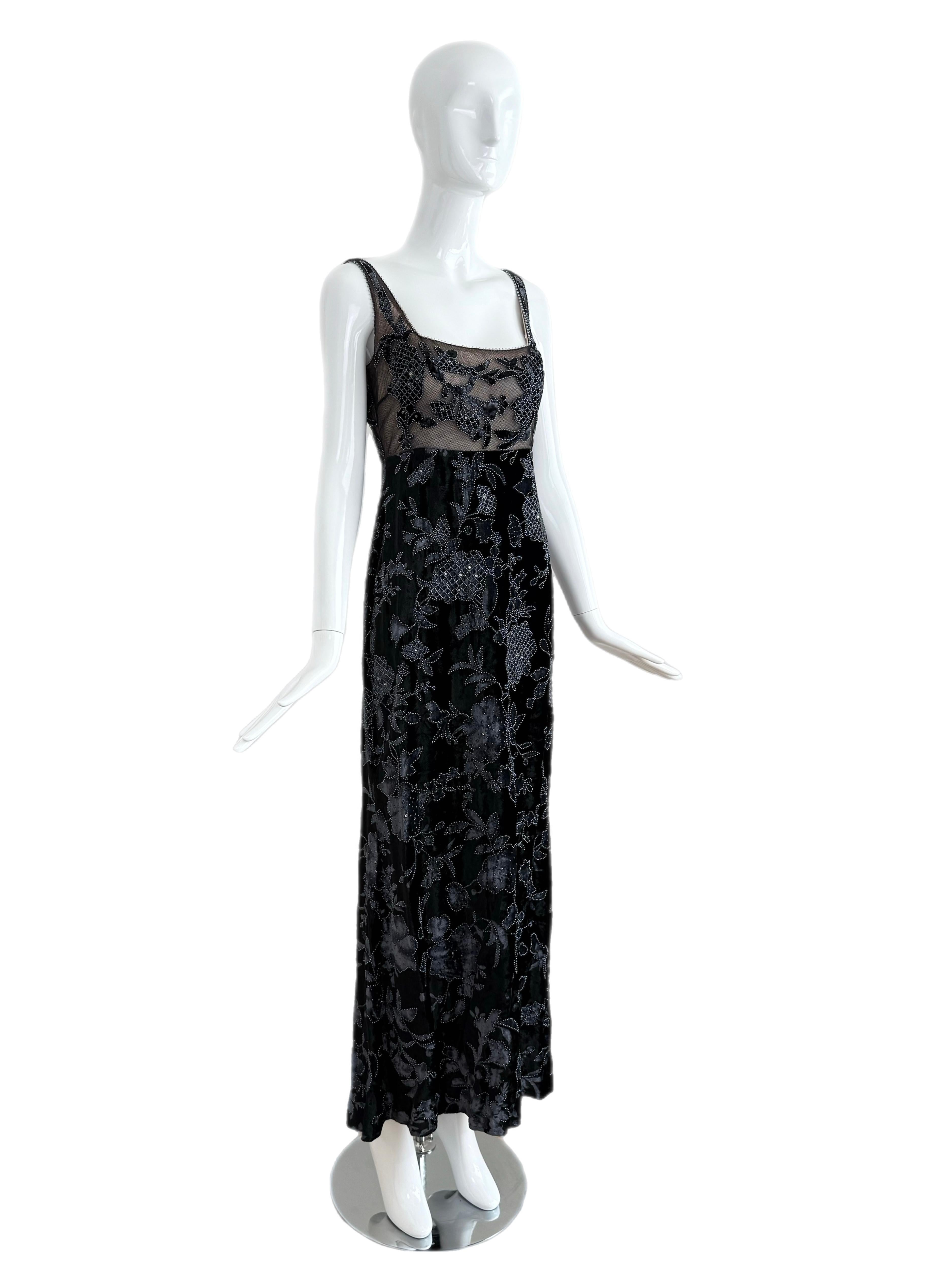 BADGLEY MISCHKA 1997 Vintage Runway Marineblaues Abendkleid im Zustand „Hervorragend“ im Angebot in Leonardo, NJ