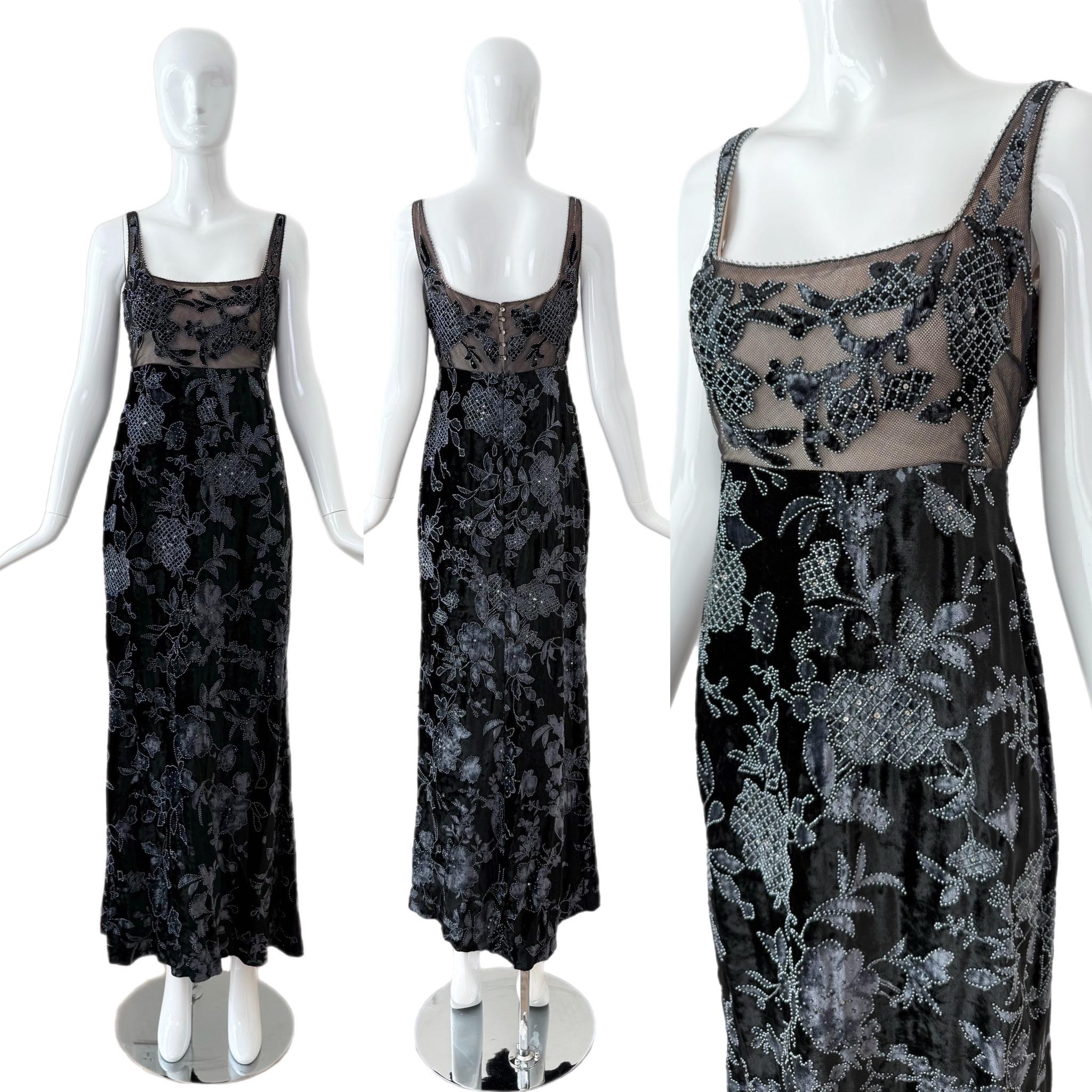 BADGLEY MISCHKA 1997 Vintage Runway Marineblaues Abendkleid im Angebot 2