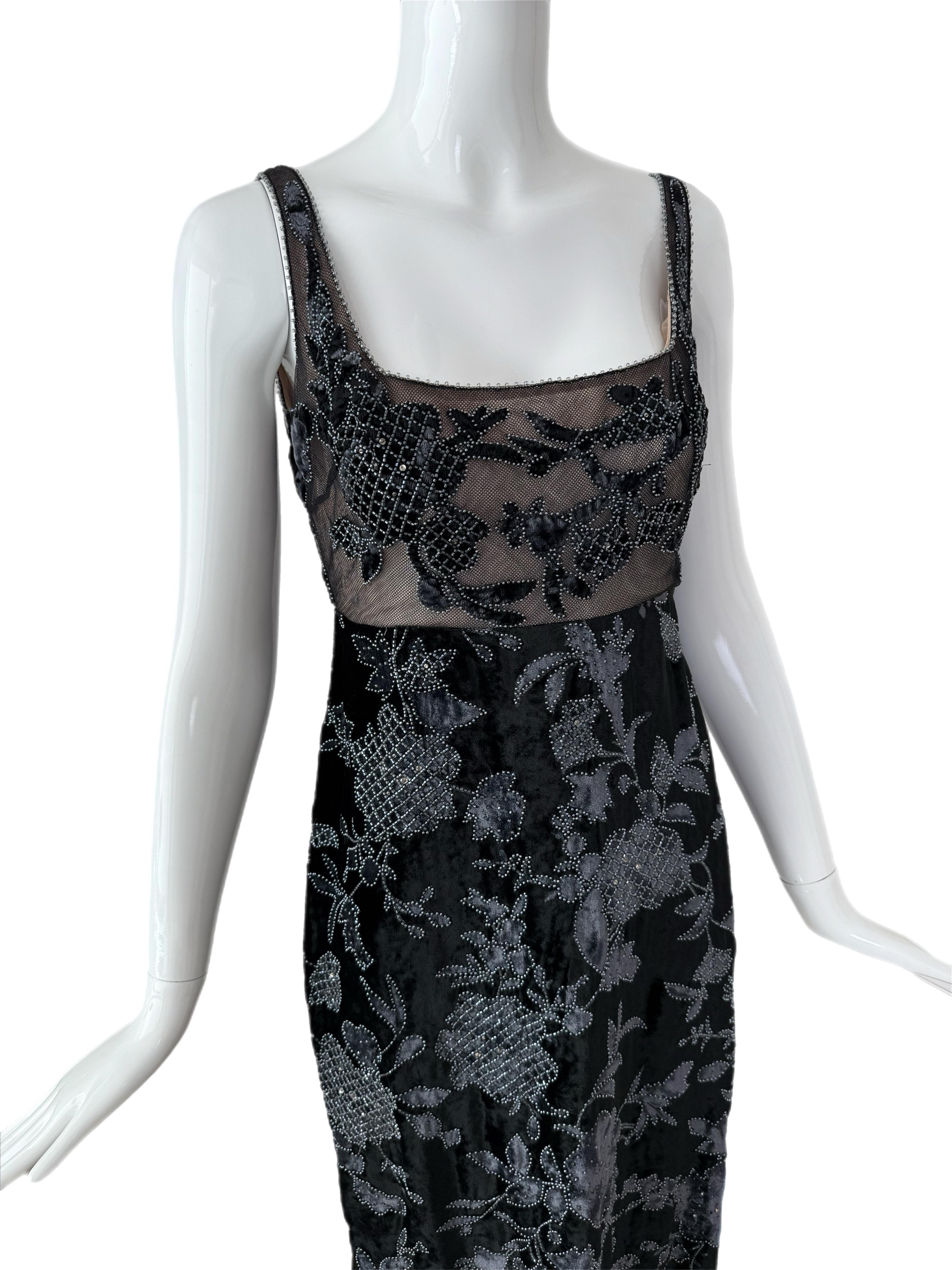 BADGLEY MISCHKA 1997 Vintage Runway Marineblaues Abendkleid im Angebot 3