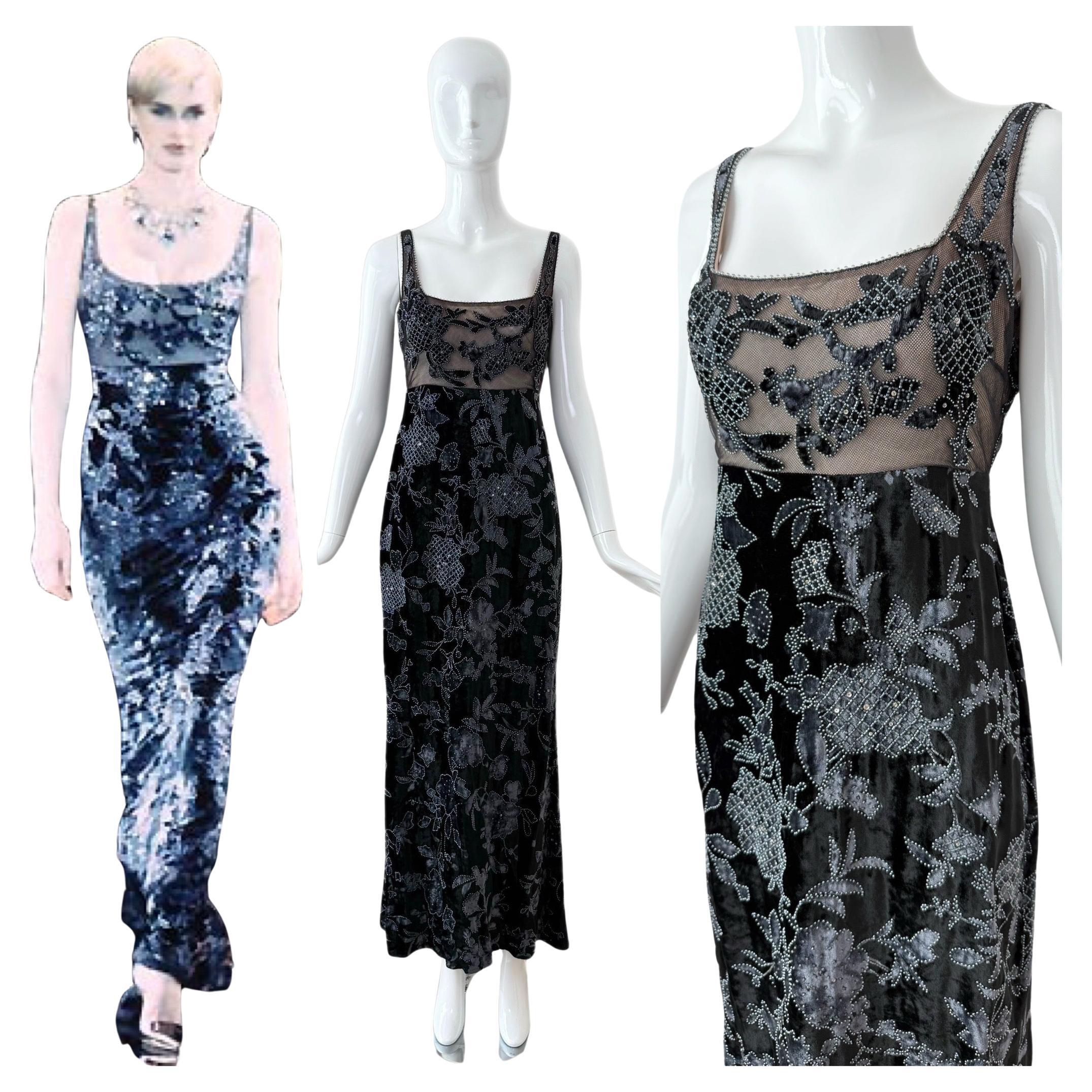 BADGLEY MISCHKA 1997 Vintage Runway Marineblaues Abendkleid