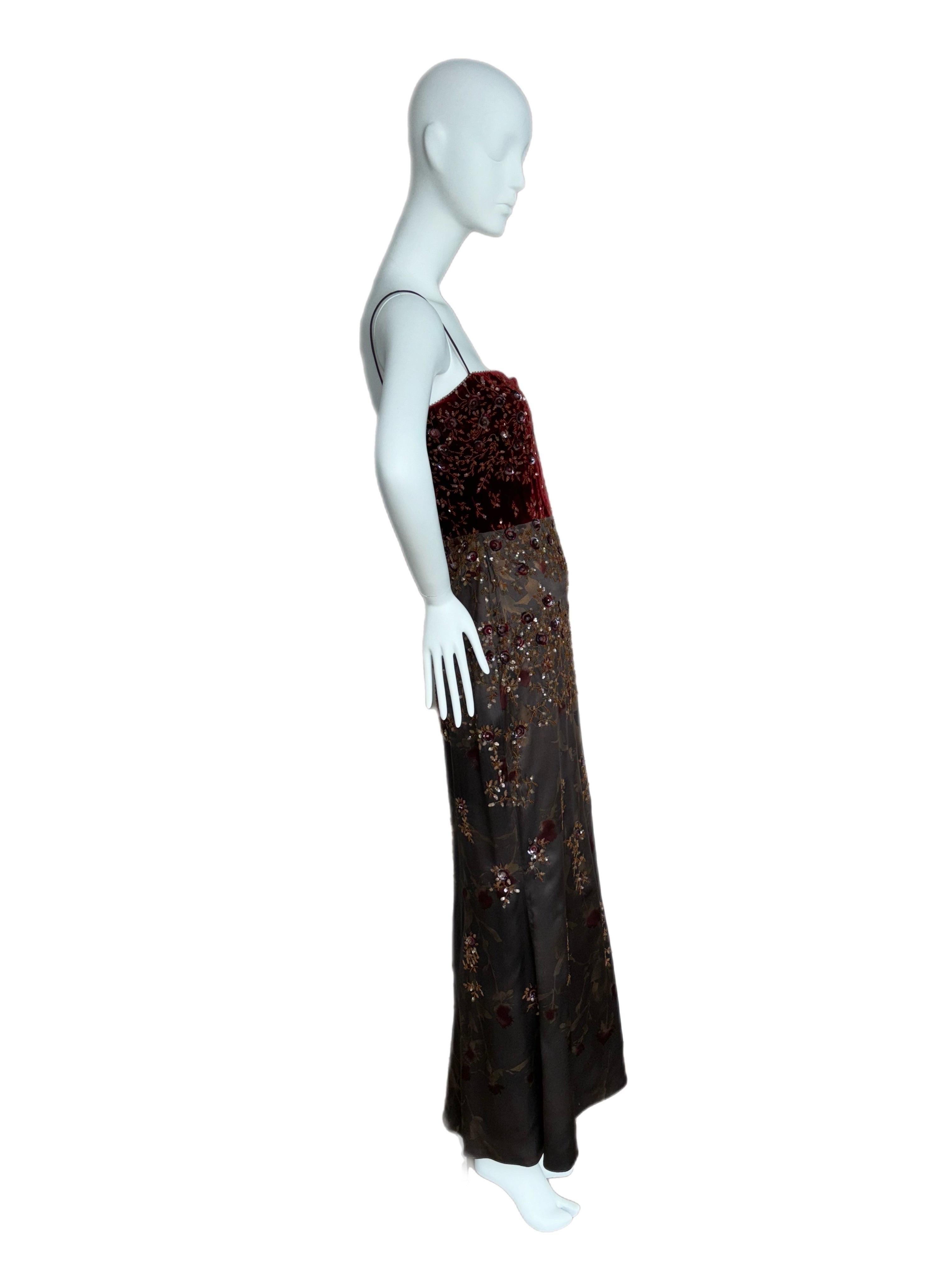 BADGLEY MISCHKA 1999 Vintage Evening Gown Maxi Dress Silk Embellished Red Carpet 3