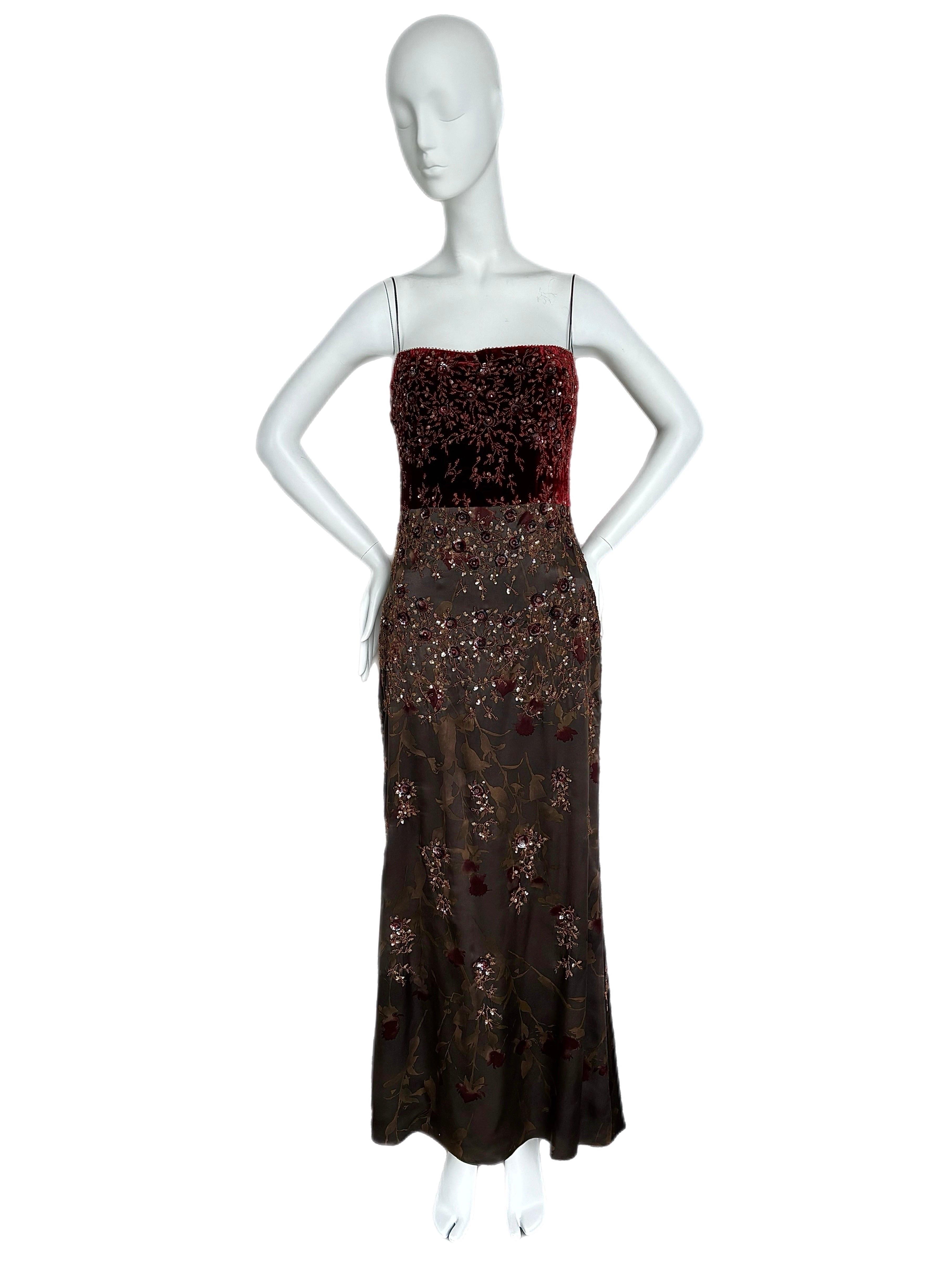 BADGLEY MISCHKA 1999 Vintage Evening Gown Maxi Dress Silk Embellished Red Carpet 4