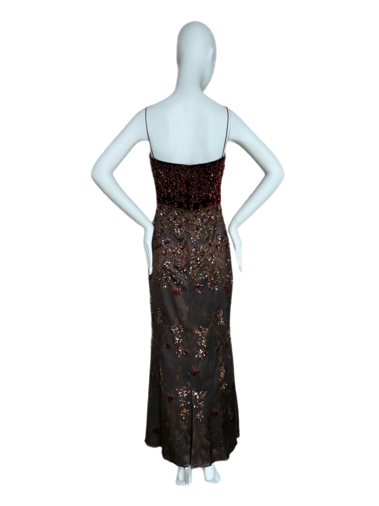 BADGLEY MISCHKA 1999 Vintage Evening Gown Maxi Dress Silk Embellished Red  Carpet at 1stDibs