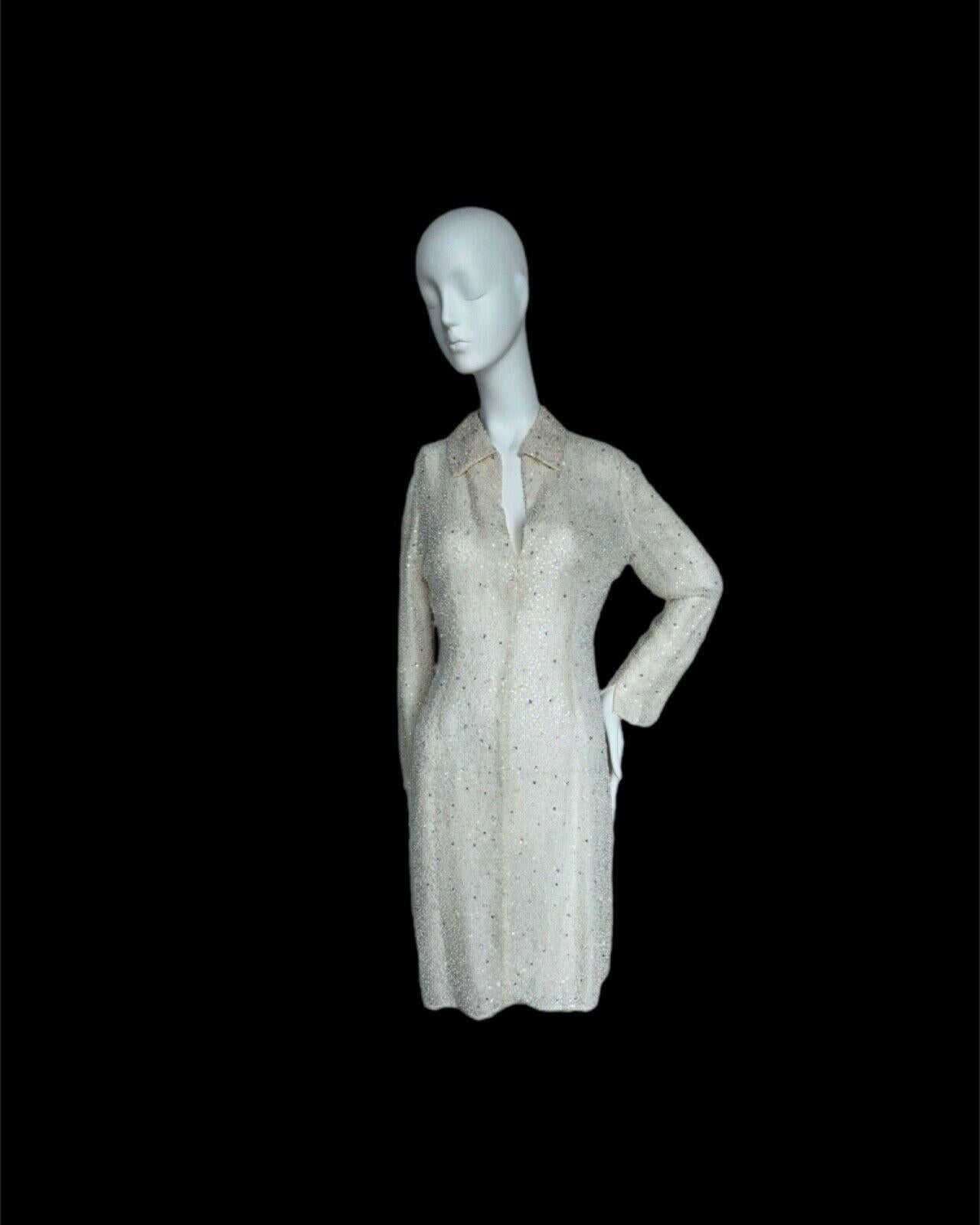 BADGLEY MISCHKA 2000 runway vintage beaded silk dress In Excellent Condition For Sale In Leonardo, NJ