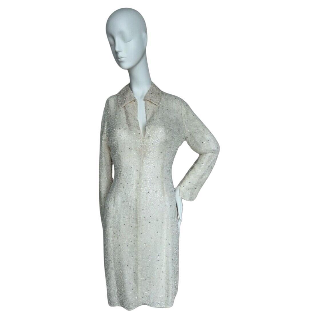 BADGLEY MISCHKA 2000 runway vintage beaded silk dress For Sale