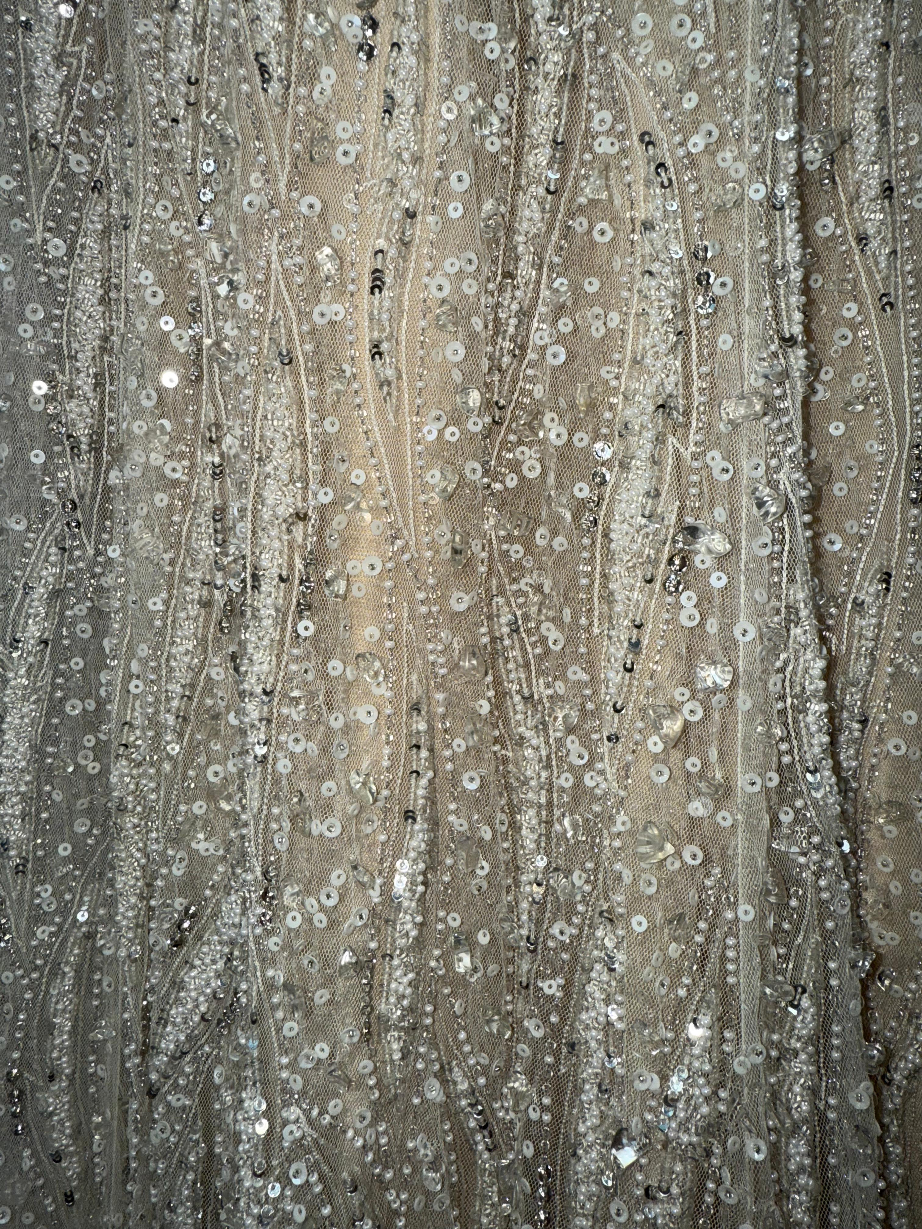 BADGLEY MISCHKA 2009 Vintage Runway Beaded Bridal Gown Maxi Dress Embellished 5