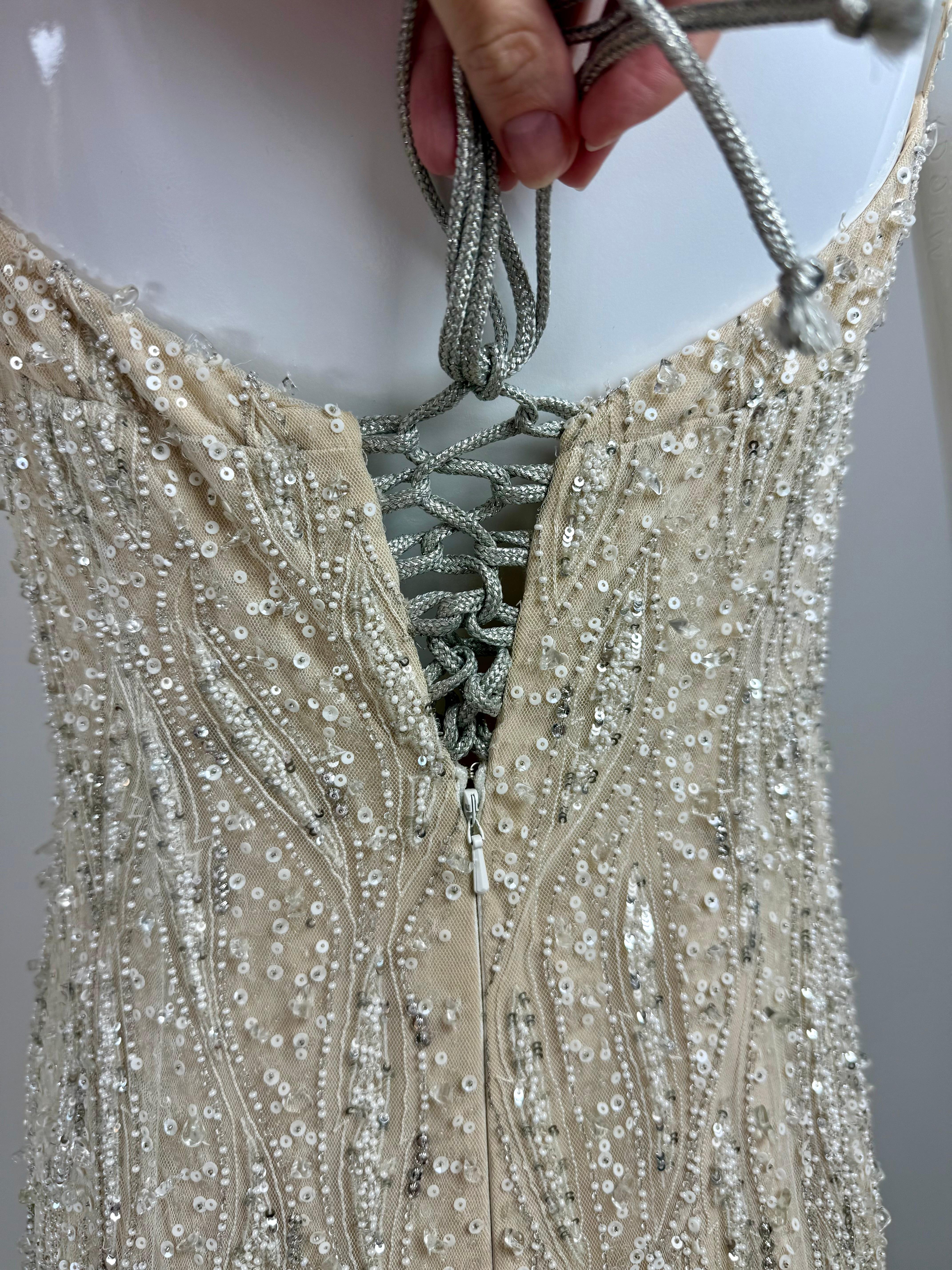 BADGLEY MISCHKA 2009 Vintage Runway Beaded Bridal Gown Maxi Dress Embellished 2