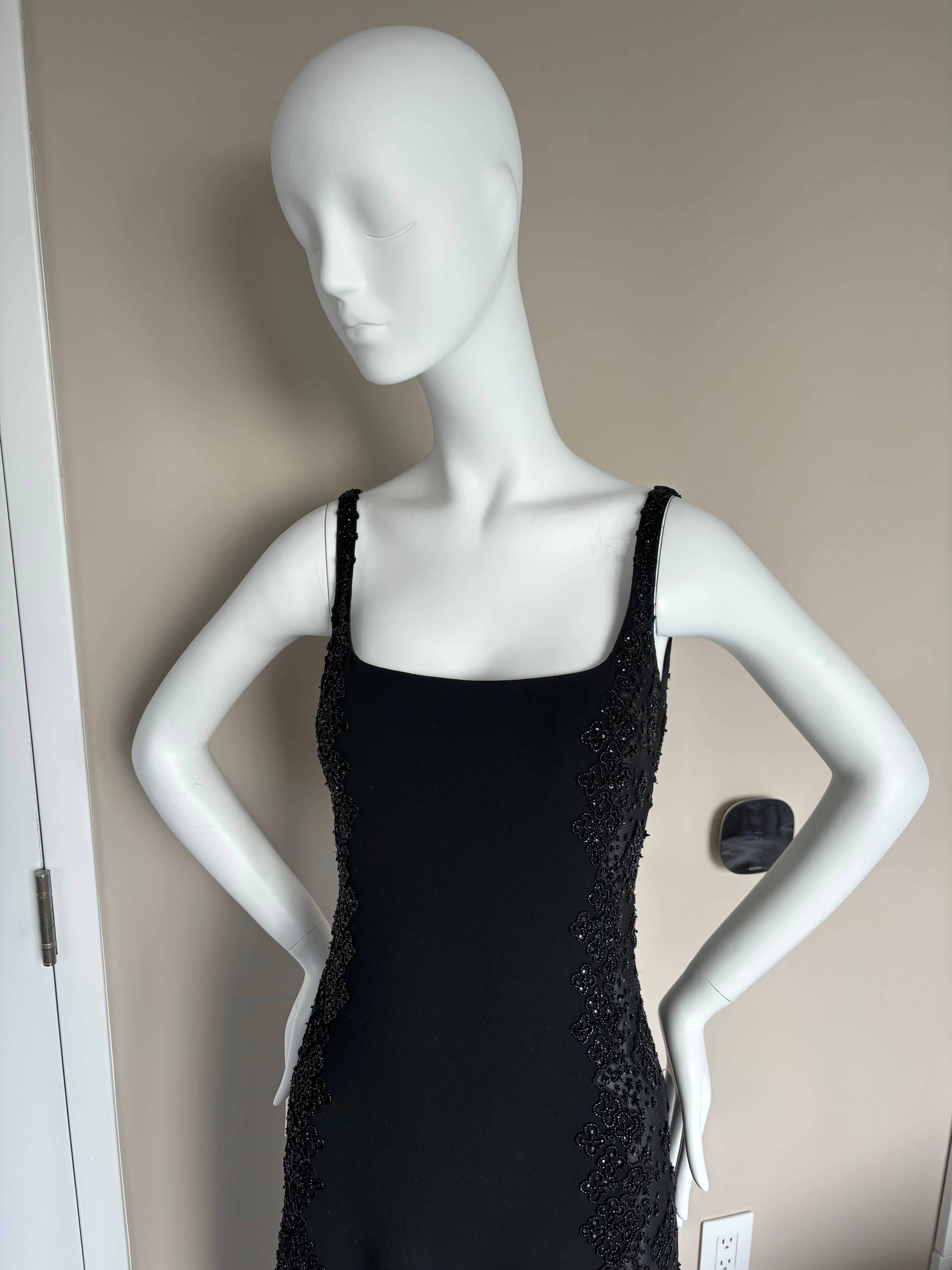 BADGLEY MISCHKA 90's Vintage Semi-Sheer Beaded Evening Gown 1