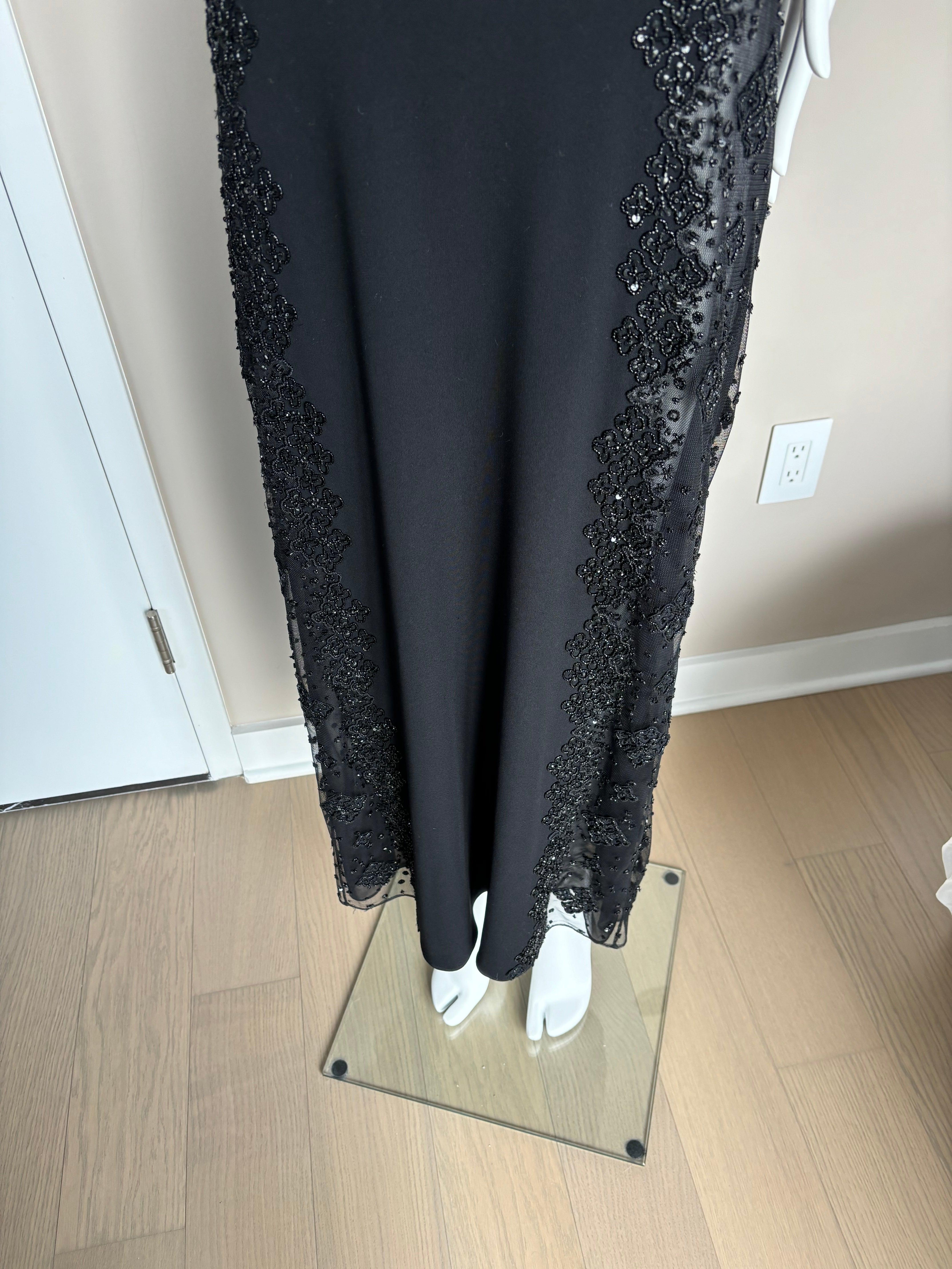 BADGLEY MISCHKA 90's Vintage Semi-Sheer Beaded Evening Gown 2