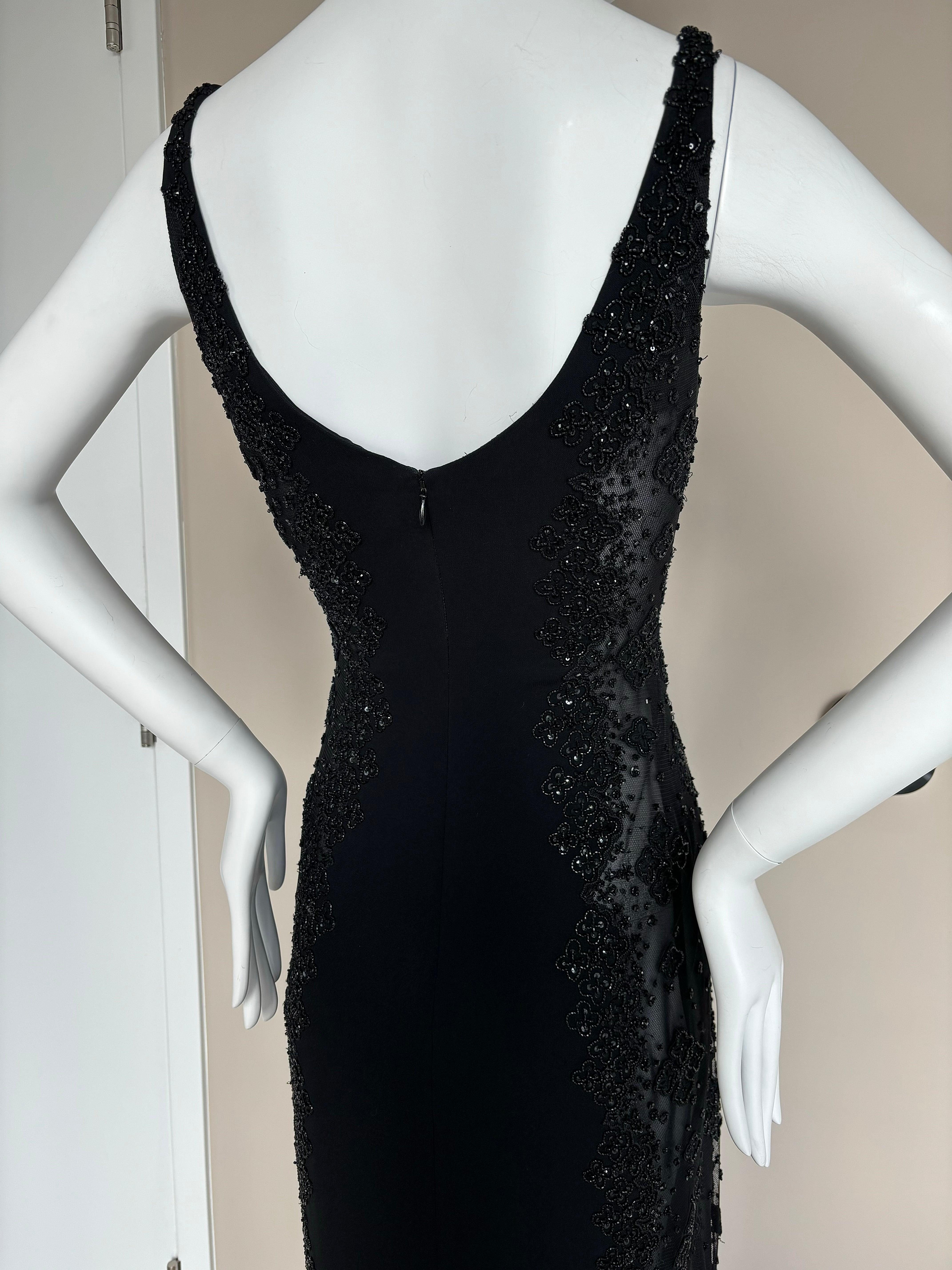BADGLEY MISCHKA 90's Vintage Semi-Sheer Beaded Evening Gown 3
